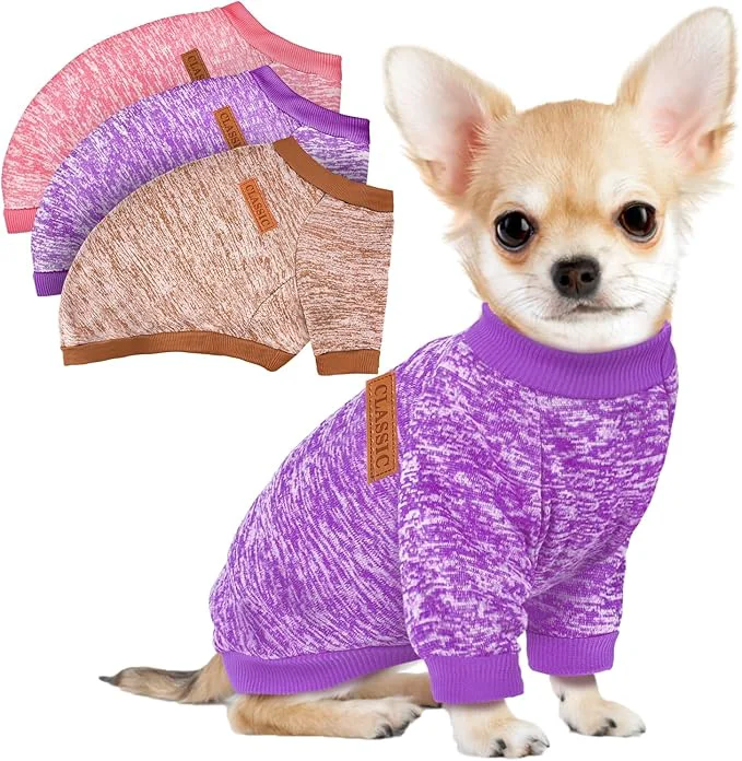 Quality 3 Pack Dog Sweaters for Small Dogs Girl Boy Winter Fleece Clothes Warm Soft Dog Efficient