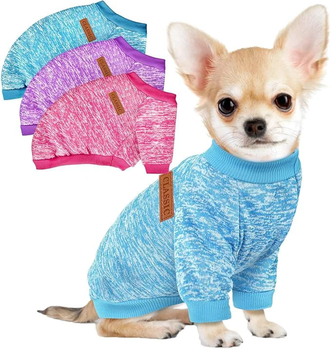 Detailed 3 Pack Dog Sweaters for Small Dogs Girl Boy Winter Fleece Clothes Warm Soft Dog Elite