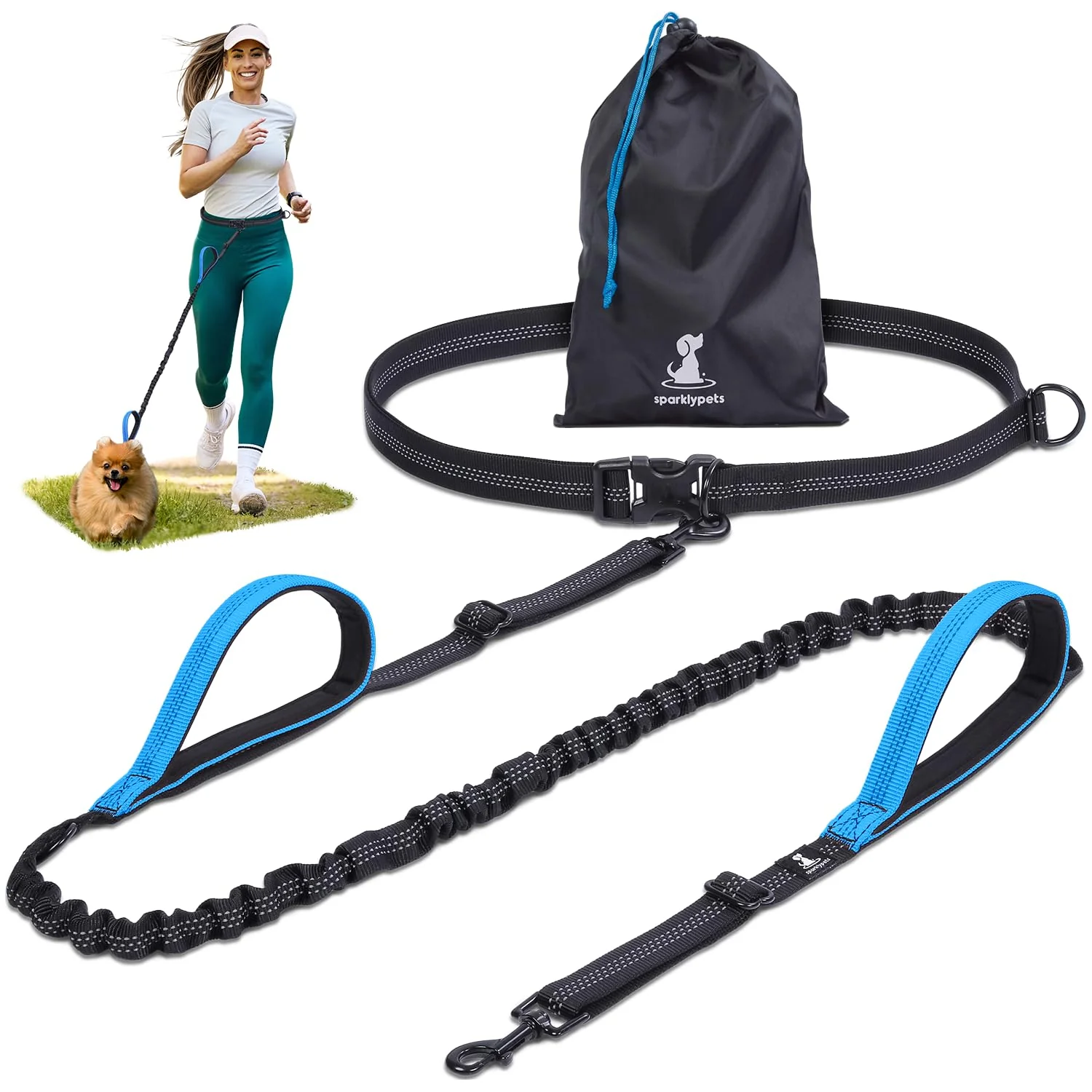 Expertly Made SparklyPets Hands Dog Leash with Reflective Stitches – Waist Leash for Small Dogs Smart