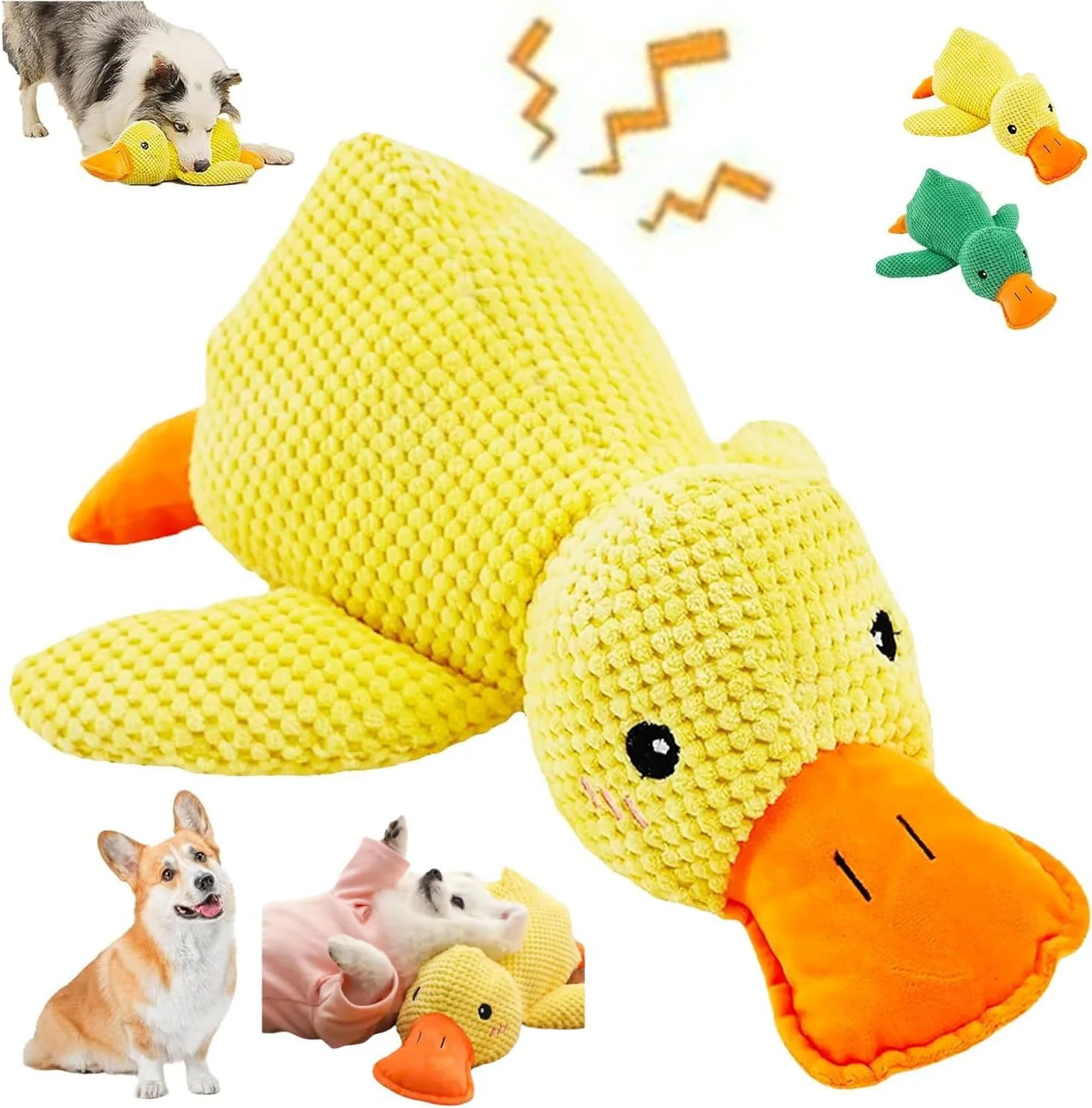 Modern Paw Gem Mellow Yellow Duck Dog Toy Calming Plush Squeak Toy for All Sizes Classic