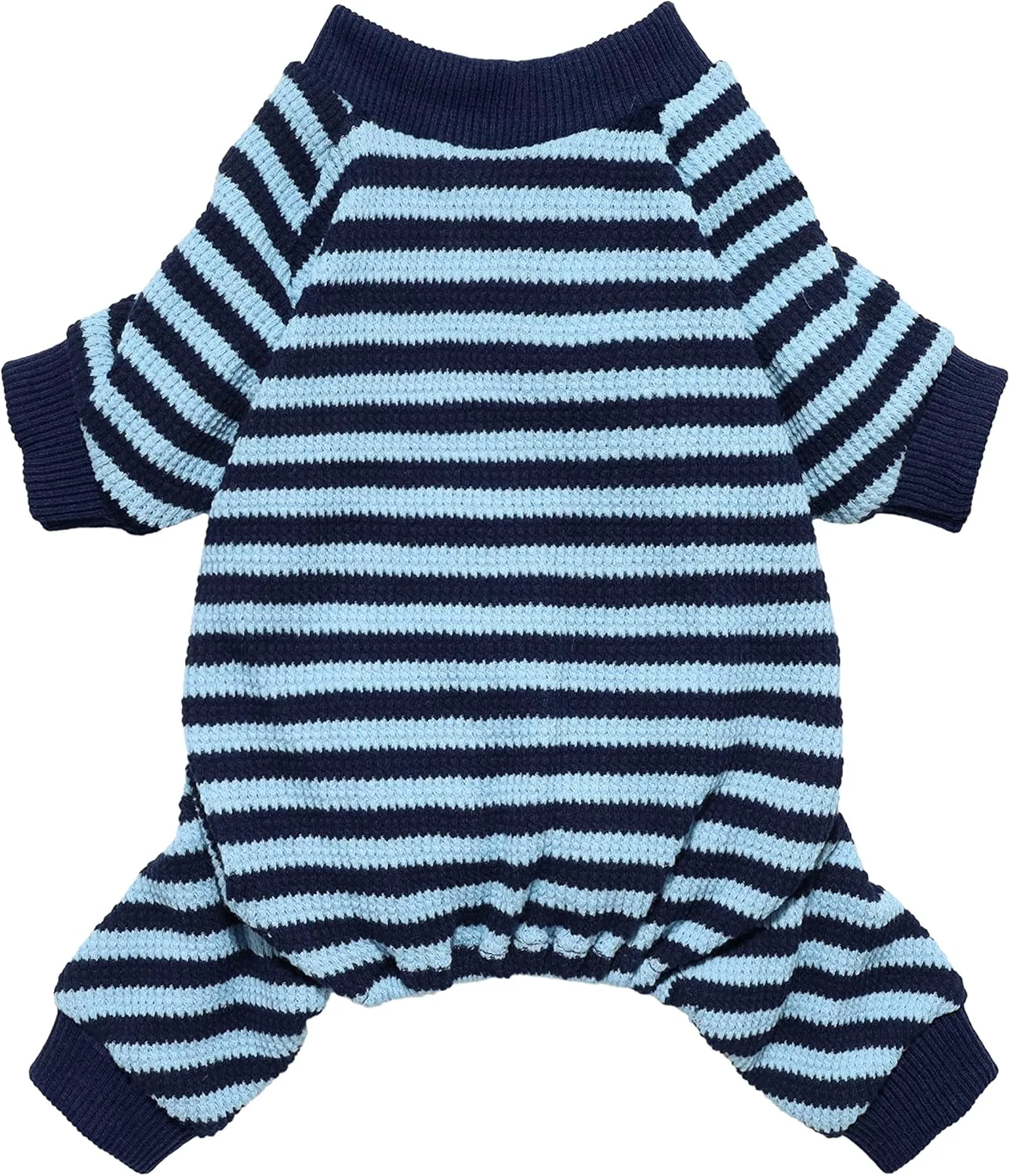 Solid Fitwarm Blue and White Striped Dog Pajamas Waffle Dog Clothes for Small Dogs Girl Boy Puppy Onesie with Feet Pet Cat Outfit Small Optimized