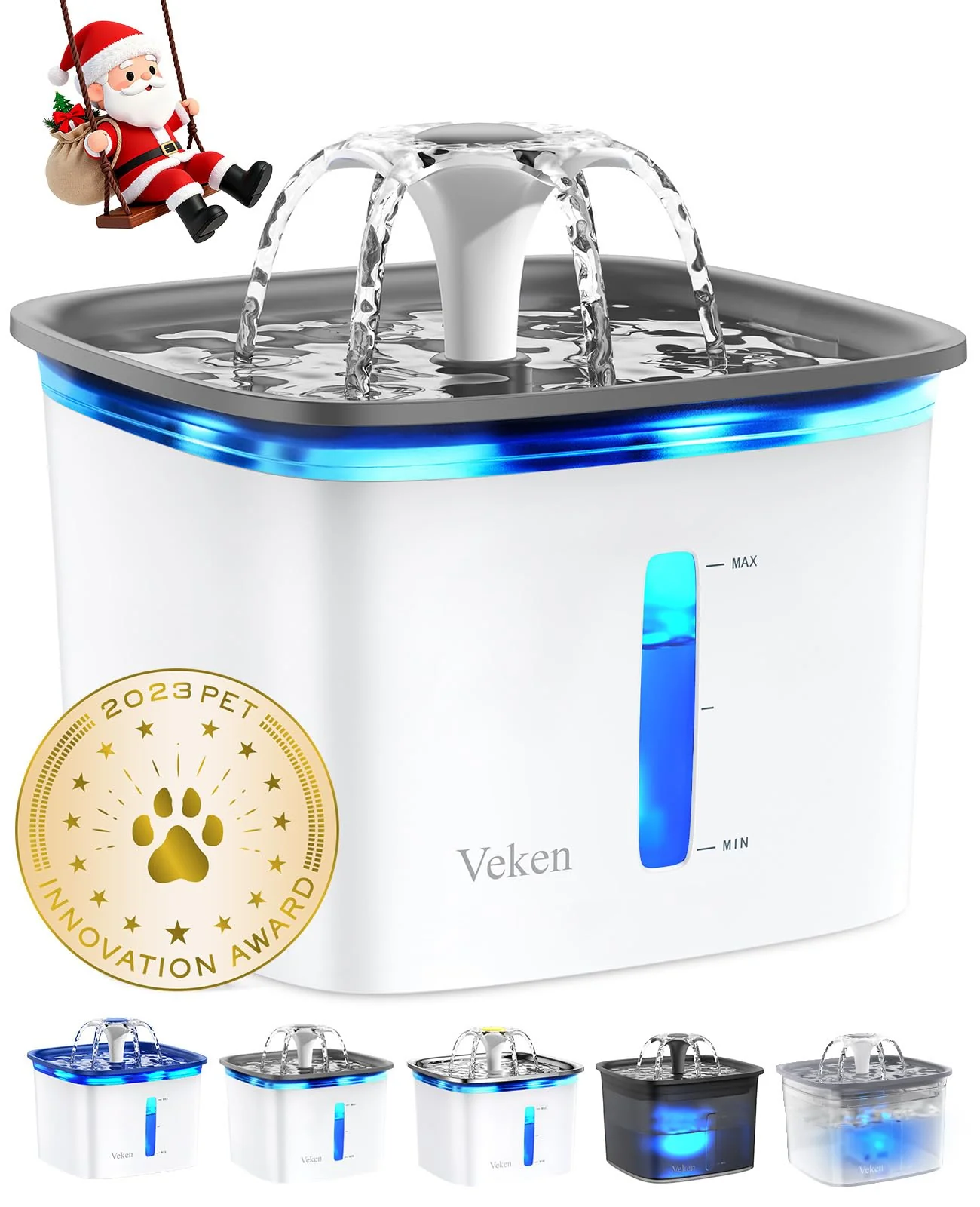 Enhanced Veken 95oz 2.8L Pet Fountain — Award-Winning Automatic Water Dispenser for Cats Dogs Secure