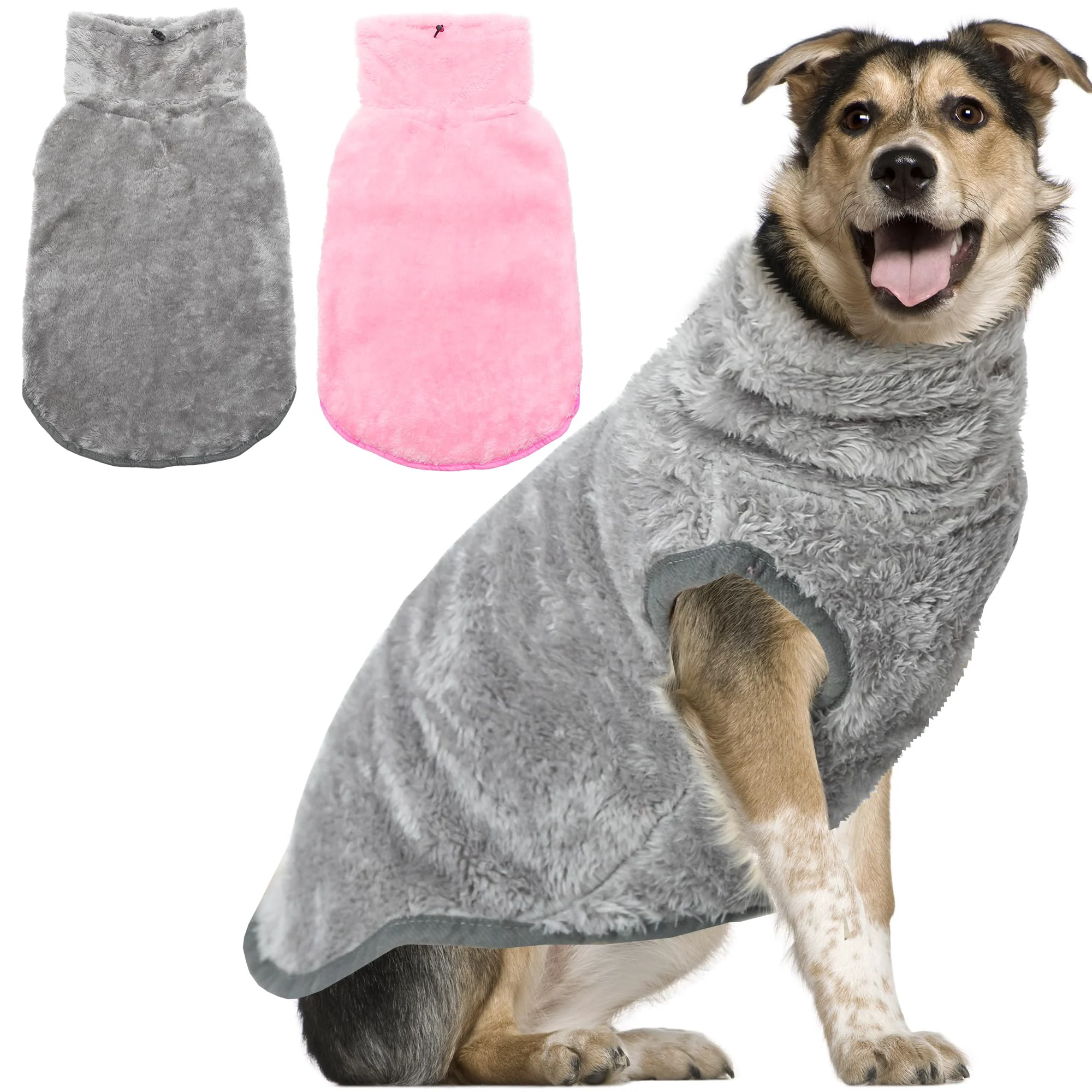 Recyclable KAYCOWZA 2-Pack Dog Jacket – Plush Fleece Winter Coat Windproof Turtleneck Easy Pull-On M-XXL Trusted