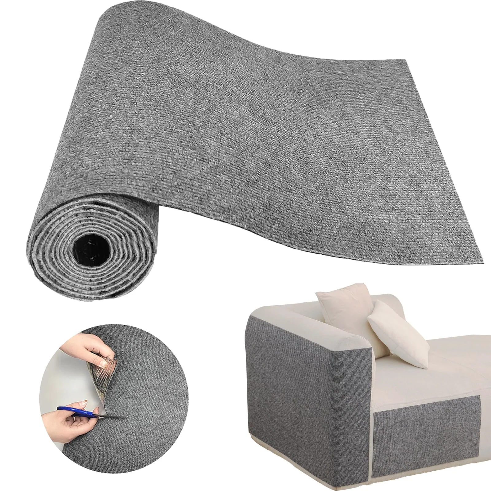 Specialty SREBAY Cat Scratch Couch Protector – Adhesive DIY Cat Scratcher Light Grey 78.7x15.8 in Safe