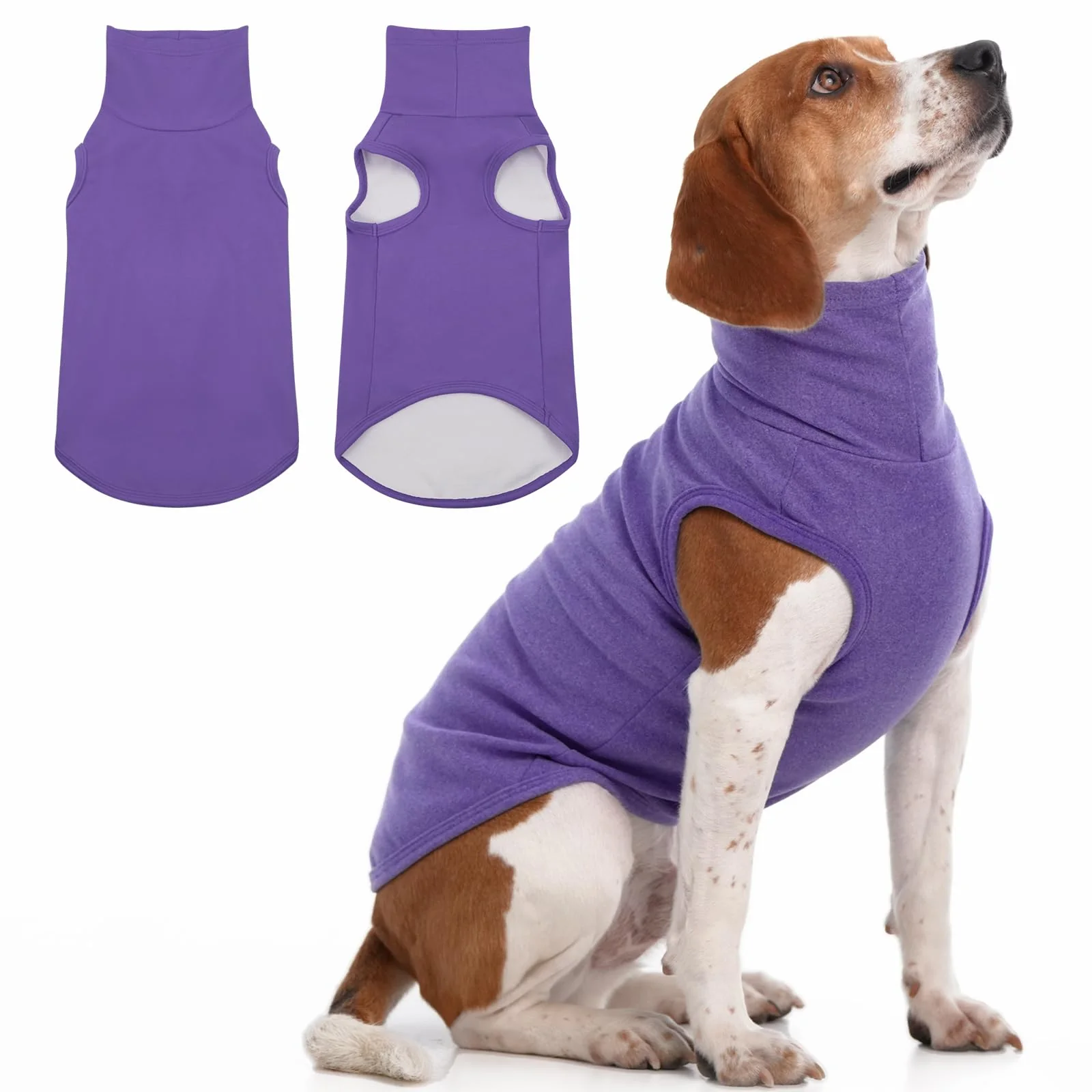 Proven IECOii XL Dog Sweater - Purple Stretch Fleece Vest with Turtleneck X-Large - Machine Washable Environmentally Friendly