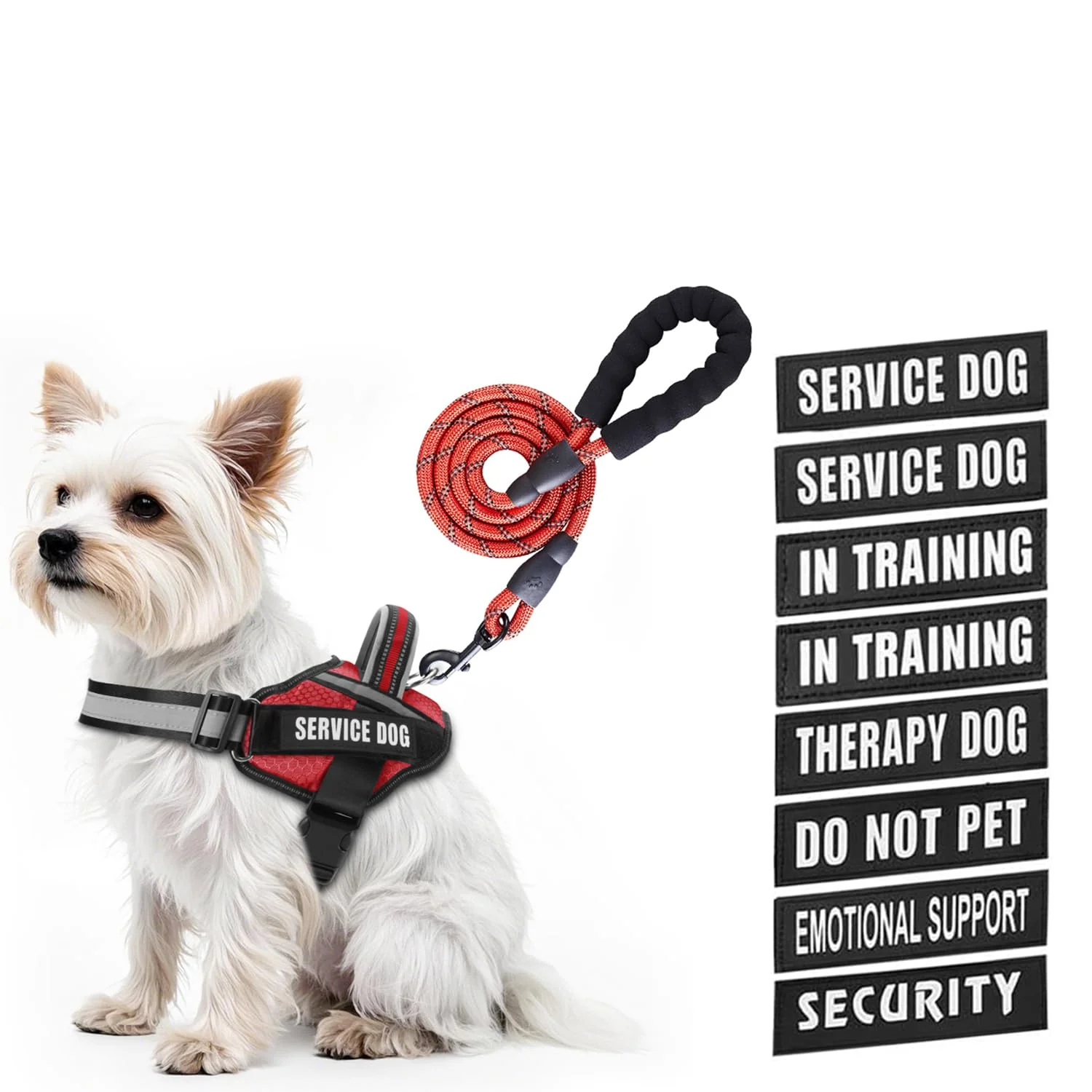 Relaxed Animire Service Dog Vest Harness Leash Set — Reflective Padded Patches Included Consistent