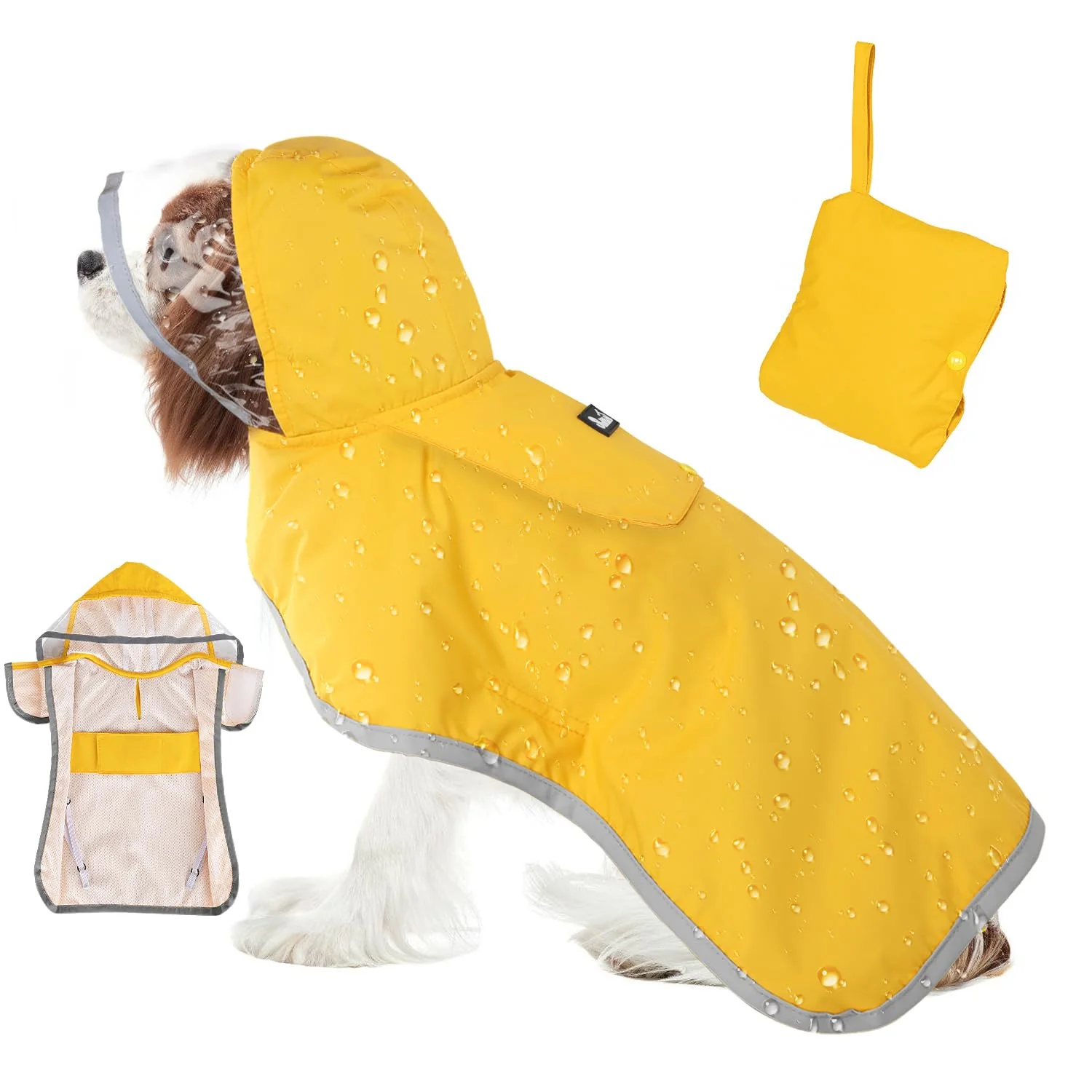 Fast SlowTon Dog Raincoat – Adjustable Waterproof Hooded Poncho with Reflective Strips 7 Sizes Casual