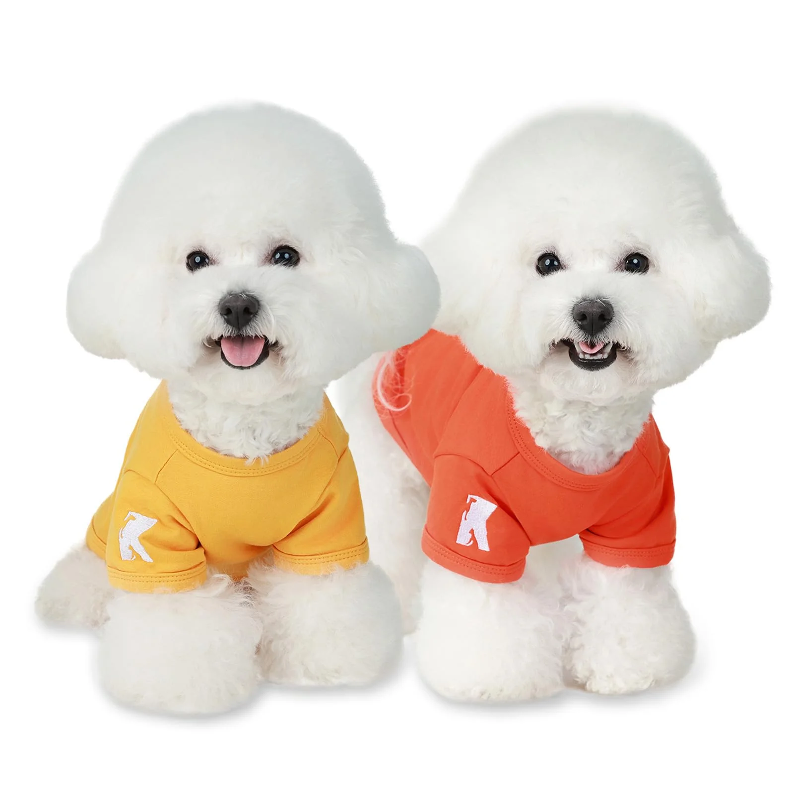 High-Performance Koneseve Breathable Cotton Dog Shirts – Stretchy T Shirt for Pets XS–5XL 2-Pack Yellow Orange Prestigious