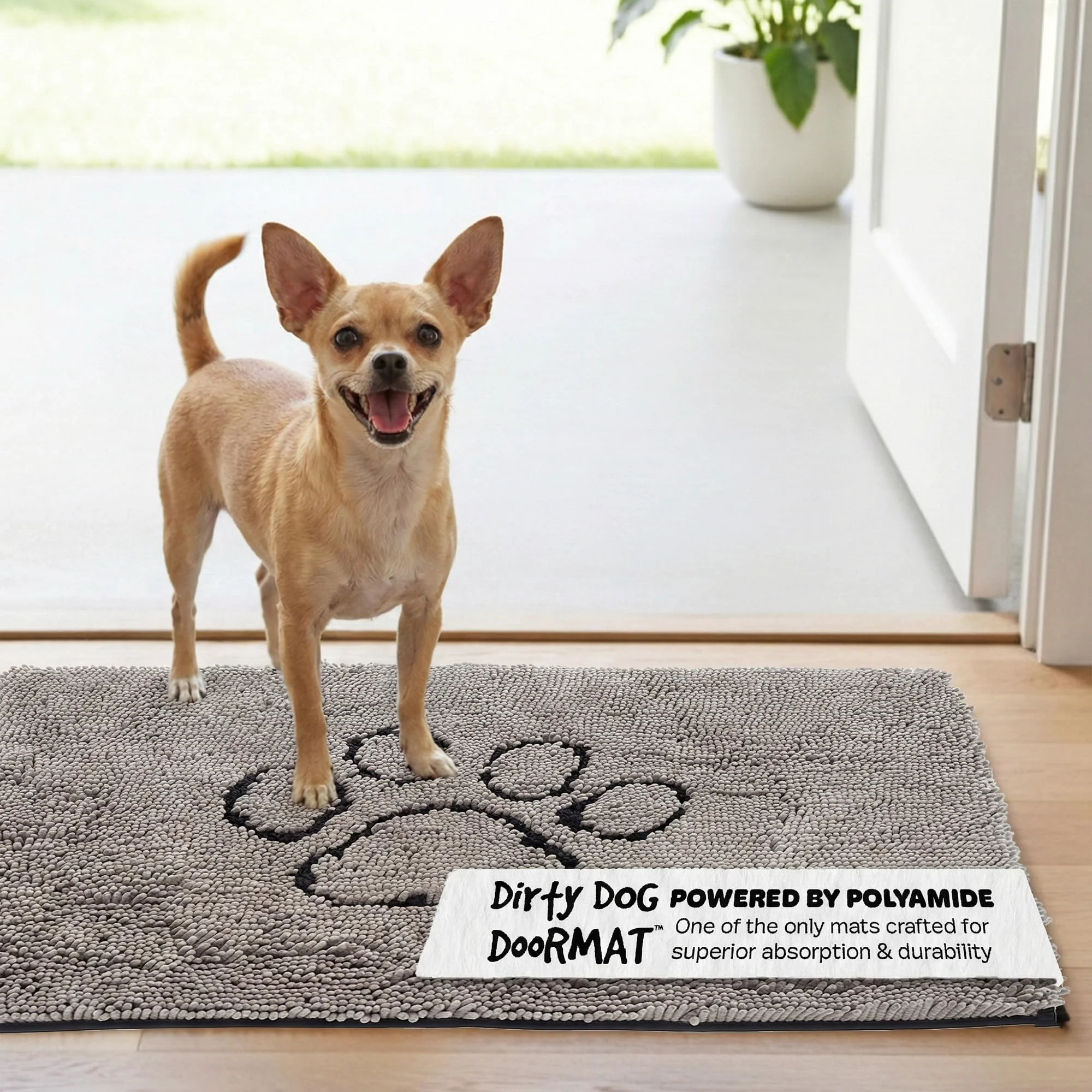 Official Dog Gone Smart Dirty Dog Doormat – Fast Drying Super Absorbent Mud Mat Grey High-End