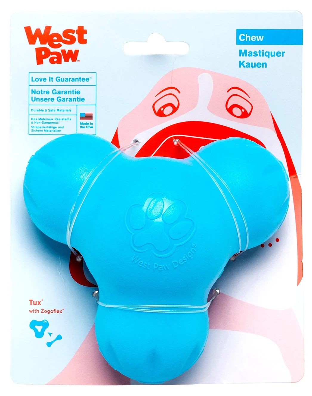 Enhanced WEST PAW Zogoflex Tux Treat Dispensing Chew Toy for Aggressive Chewers – Small 4in Aqua Blue Verified