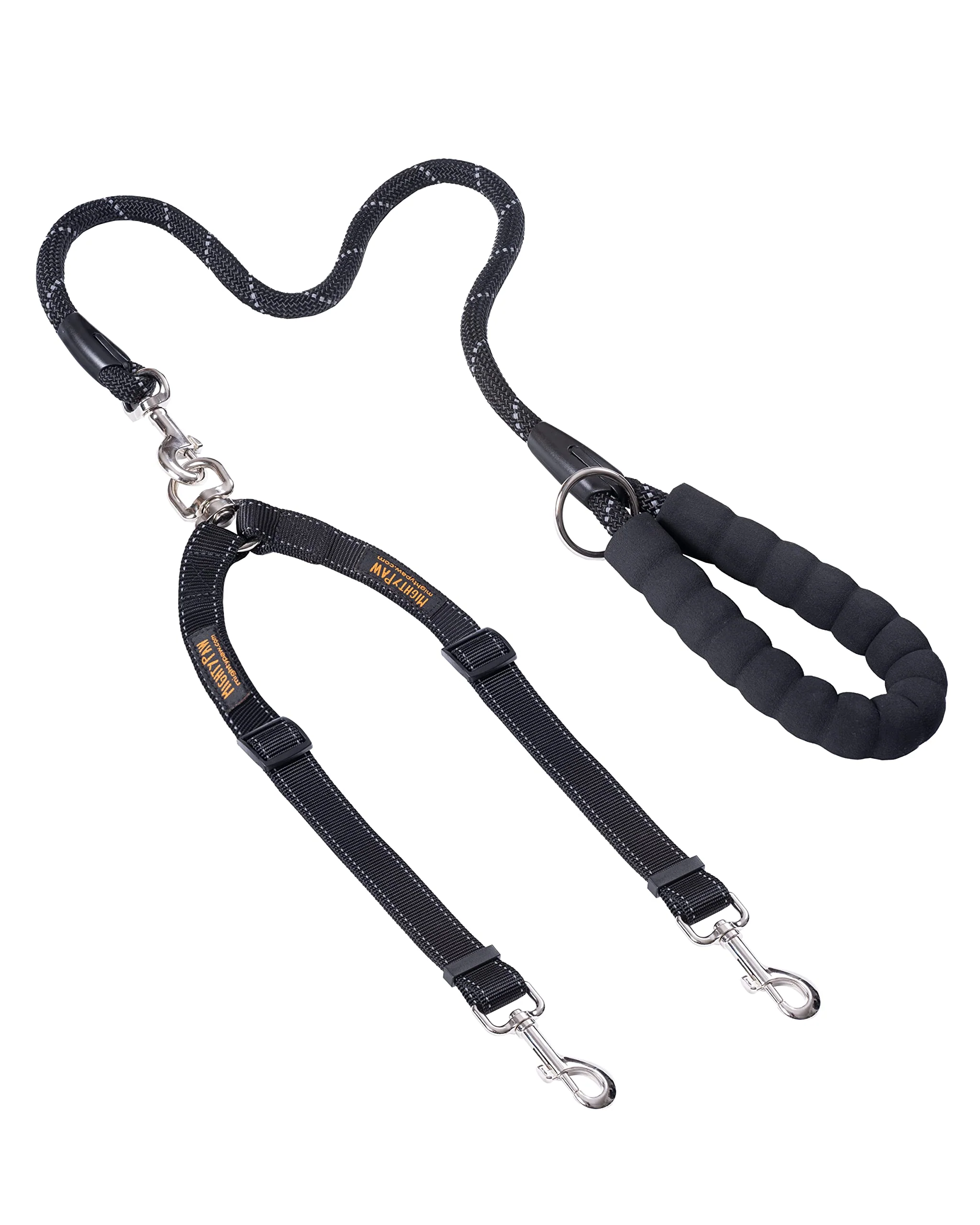 High-Quality Mighty Paw Double Dog Leash with Rope Handle – No-Tangle Split Lead for Two Dogs Reliable
