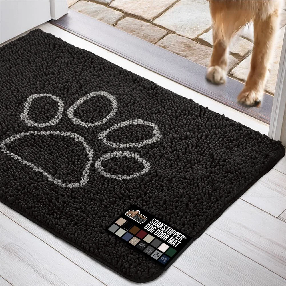 Professional GORILLA GRIP SOAKSTOPPER Dog Door Mat 30x20 – Absorbent Chenille Doormat for Mud Dirt Paws Dependable