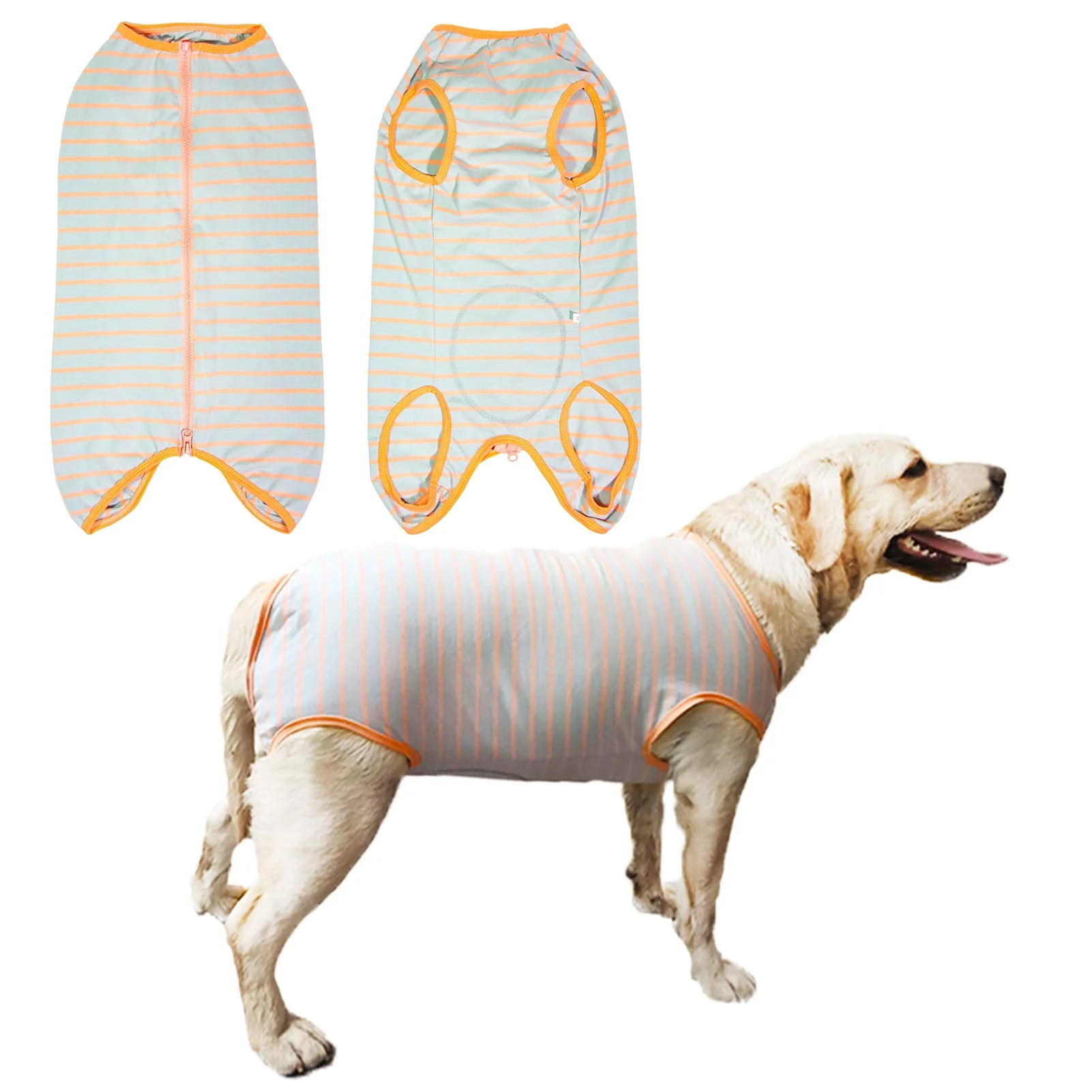 Proven Kukaster Pet Dog Recovery Suit – Post-Surgery Shirt Grey-Orange 3XL Safe