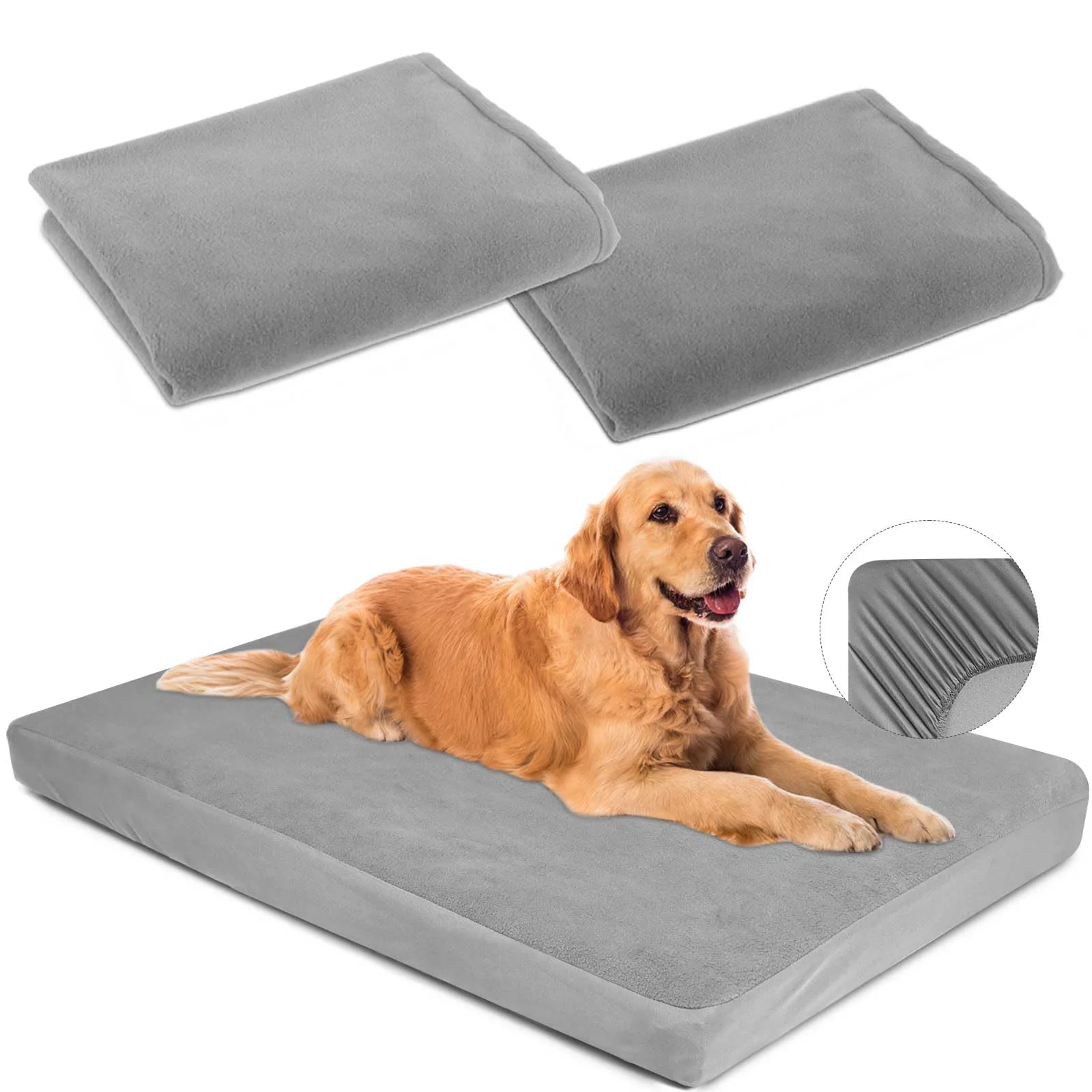Fine Crafted LotuFlor Waterproof Dog Bed Covers – 2-Pack 35x44 XL Washable Grey Fashionable