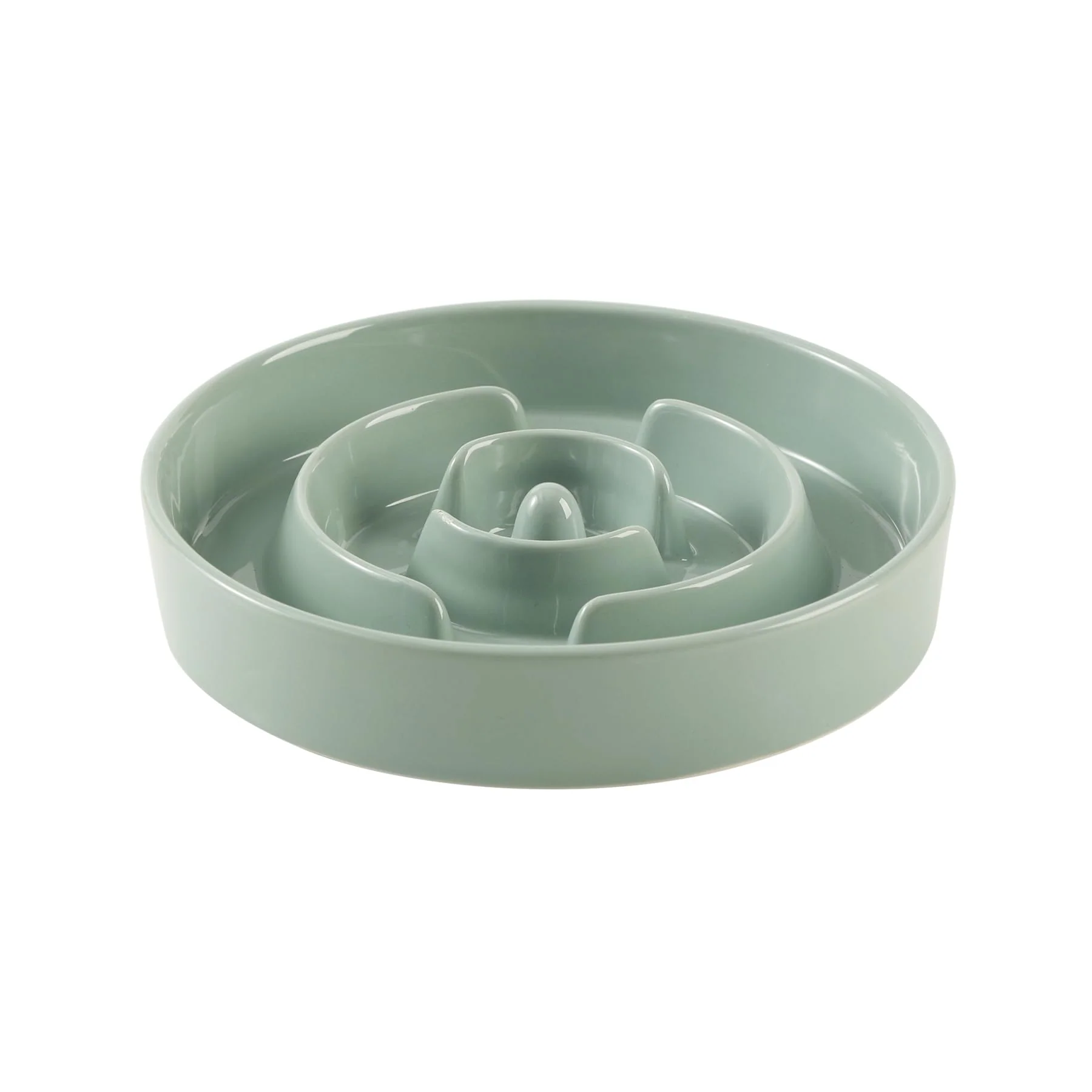 Powerful Havniva Ceramic 1.2 Cup Slow Feeder Dog Bowl – Light Green Anti-Gulp 7.3-Inch Puzzle Dish High-Grade