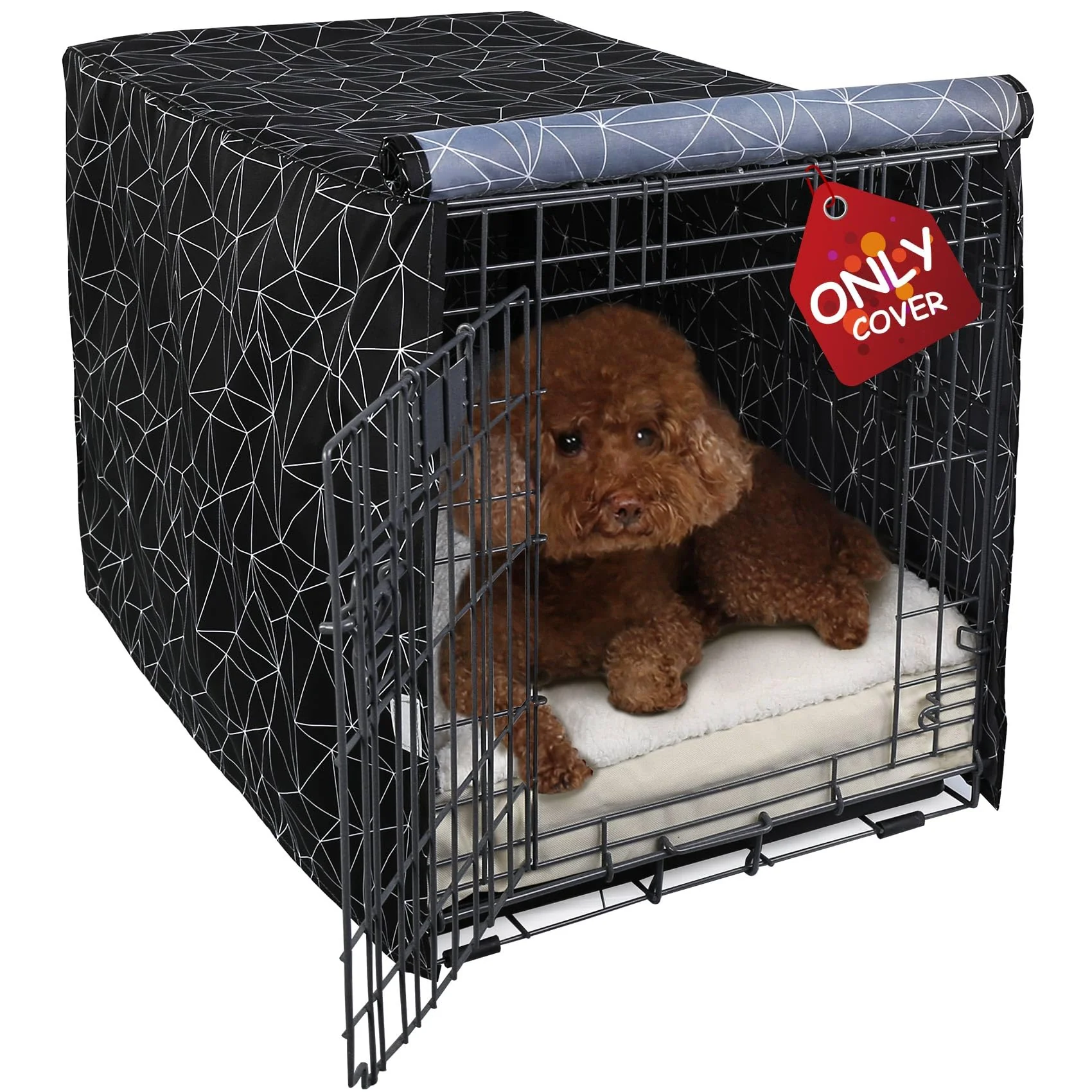 Smooth Explore Land Pattern Dog Crate Cover for 24-Inch Wire Cage — Heavy-Duty Polyester 1-3 Door Brief Polygonal Smart
