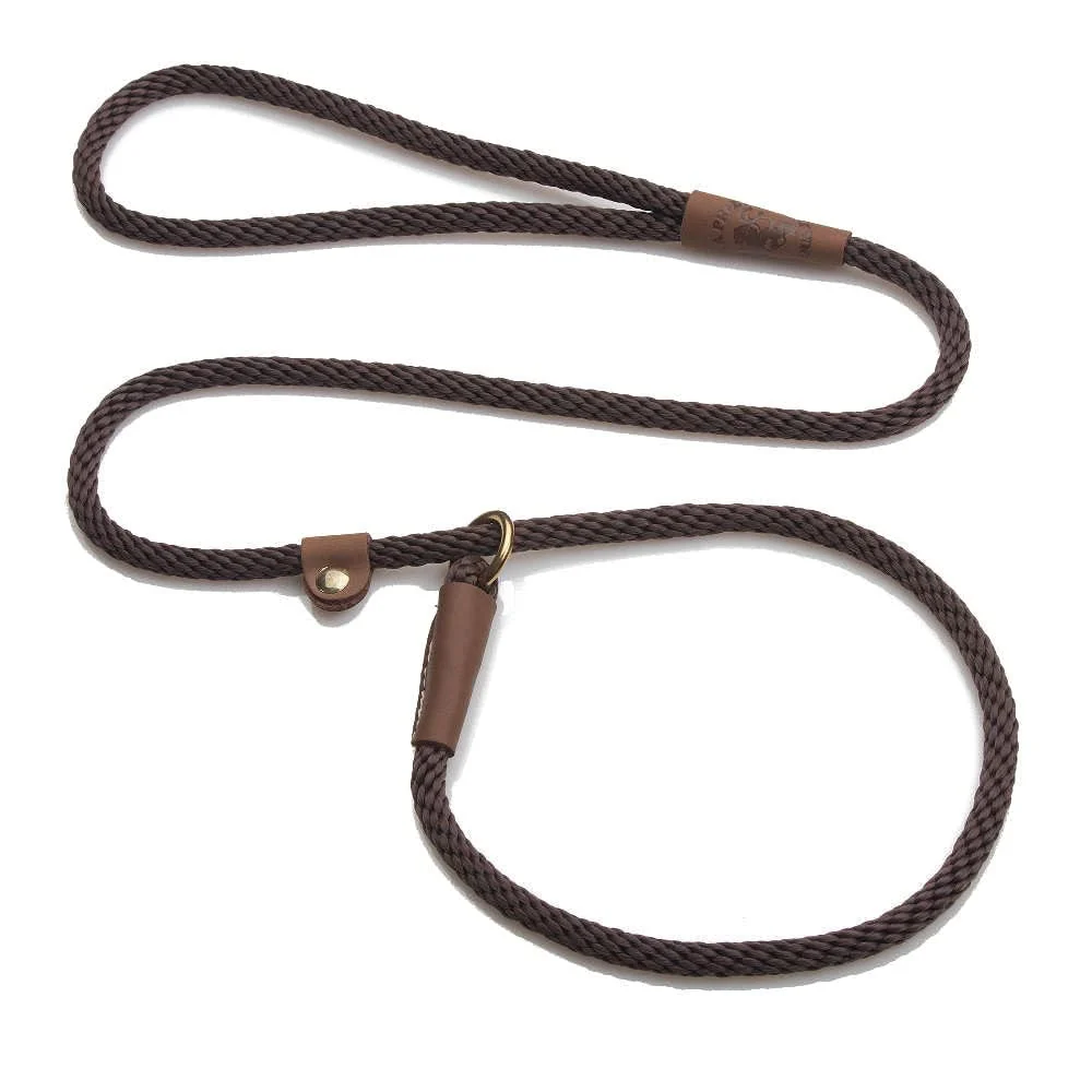 Original Design Mendota Pet Slip Leash - Leash Collar in One Made in USA - 3 8 in x 6 ft - Brown Soft