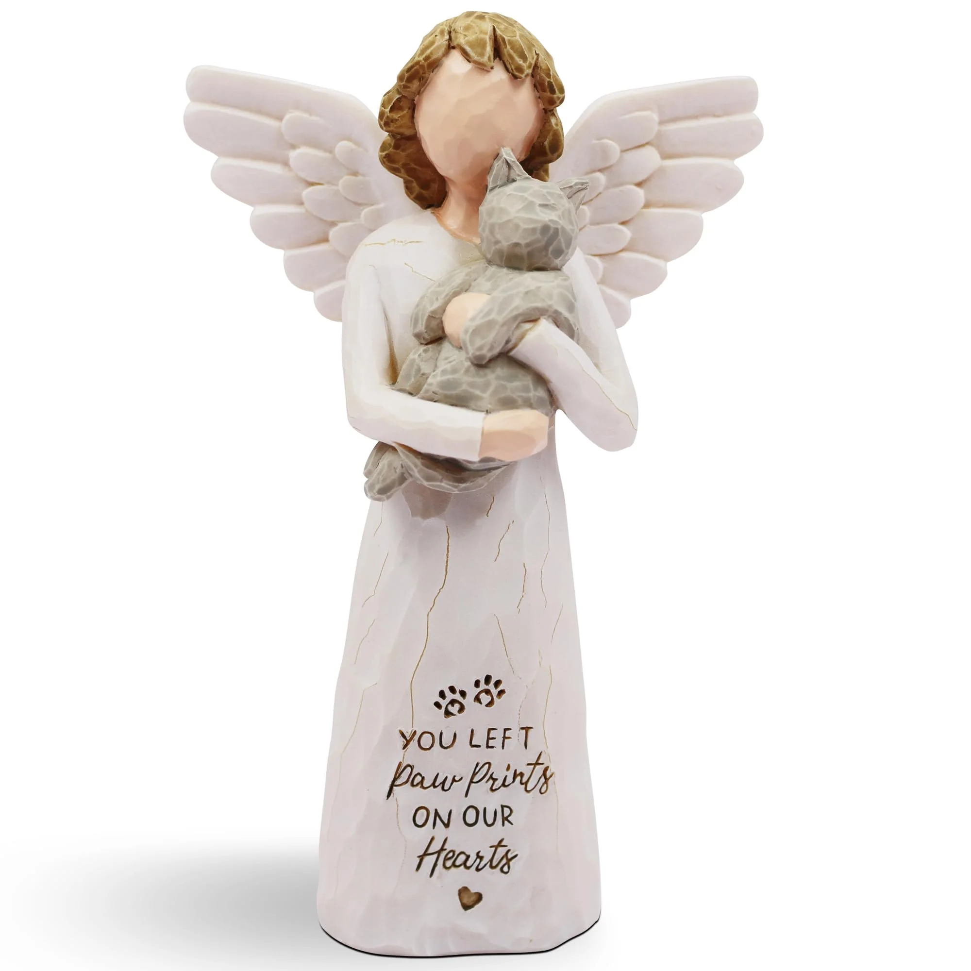 Healthy BORLESTA Cat Memorial Gift — Hand-Painted Gray Angel Cat Statue for Pet Loss Environmentally Friendly