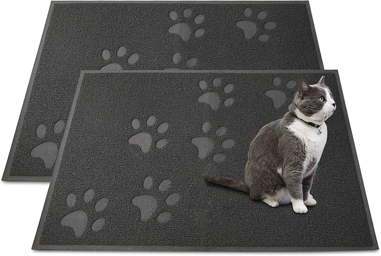 Natural Andalus Large Cat Litter Mat – Pack of 2 Waterproof Non-Slip Easy-Clean 30 x18 Grey Durable