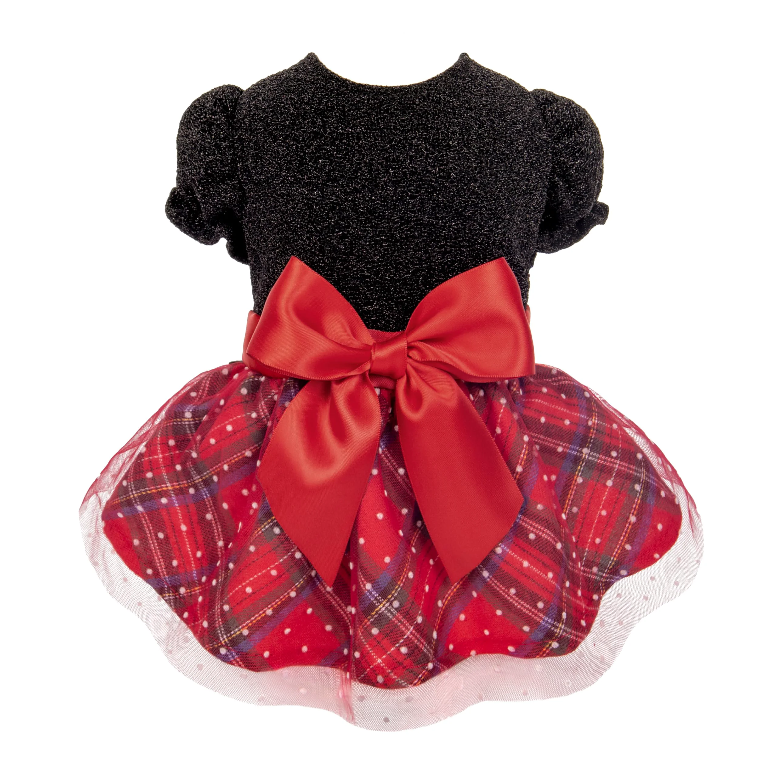 Elite Fitwarm Christmas Puff Sleeve Dog Dress – Small Breeds Holiday Outfit XS Black Red High-Grade