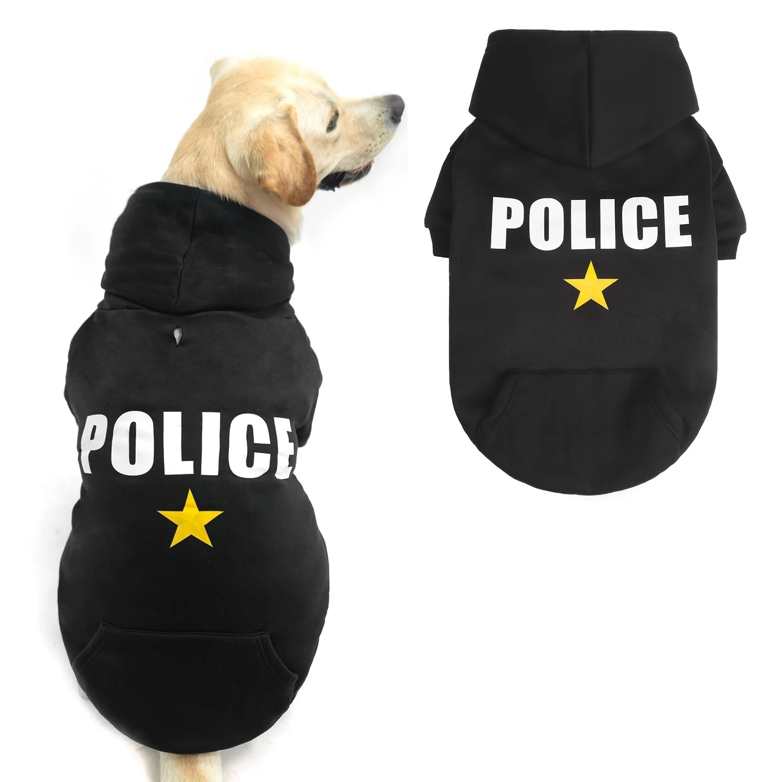 Official BINGPET Police Dog Hoodie - Soft Fleece Puppy Sweater for Cold Weather High-End