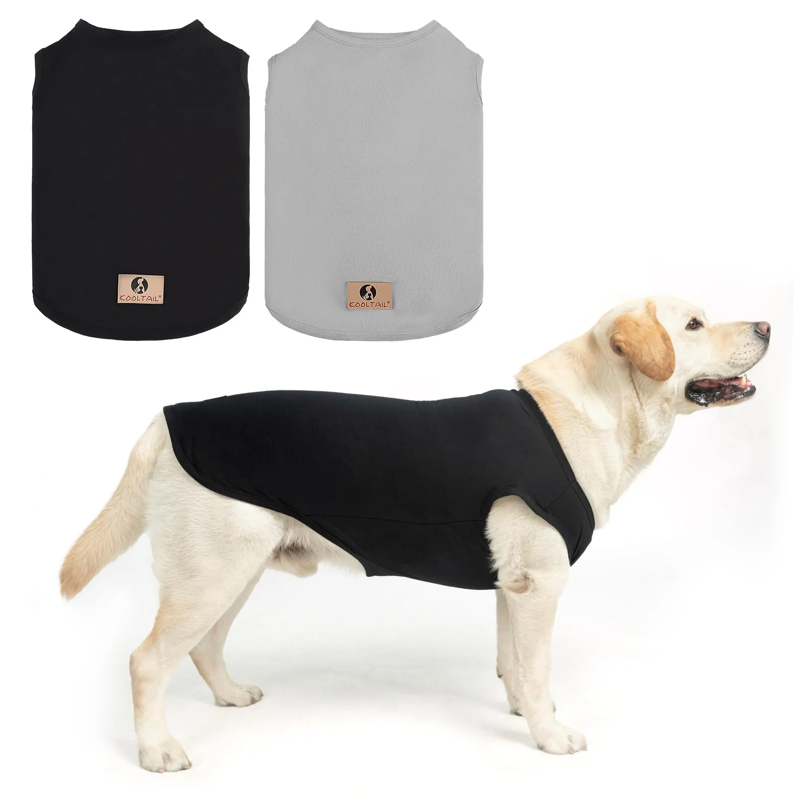 Eco-Friendly KOOLTAIL Boy Dog Clothes for Large Dogs – 2-Pack Cotton Fall Winter Tank Tops UV Insect Protection Selected