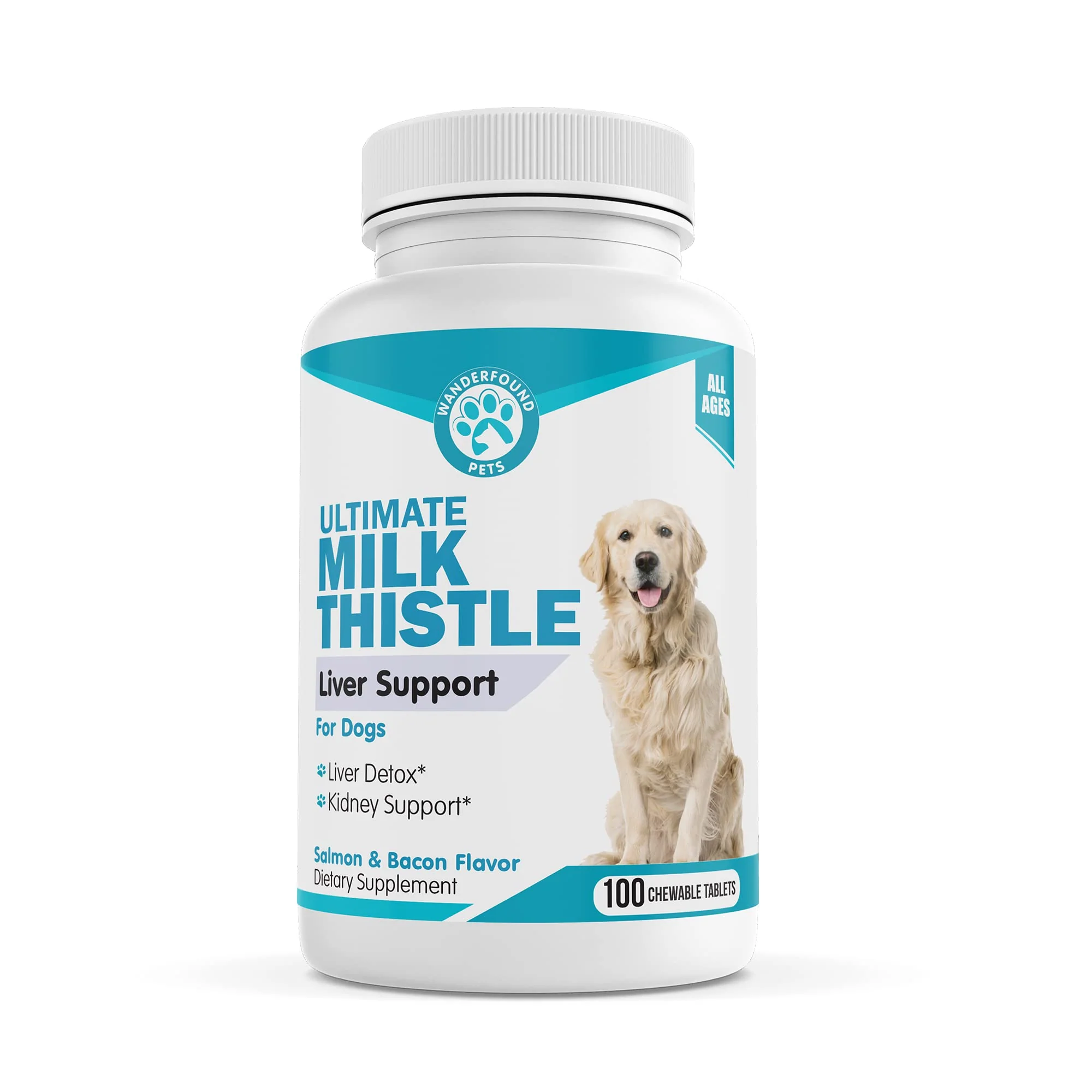 Smart Pawsitive Wanderfound Milk Thistle for Dogs – Salmon Bacon Liver Support USA Made Comfortable