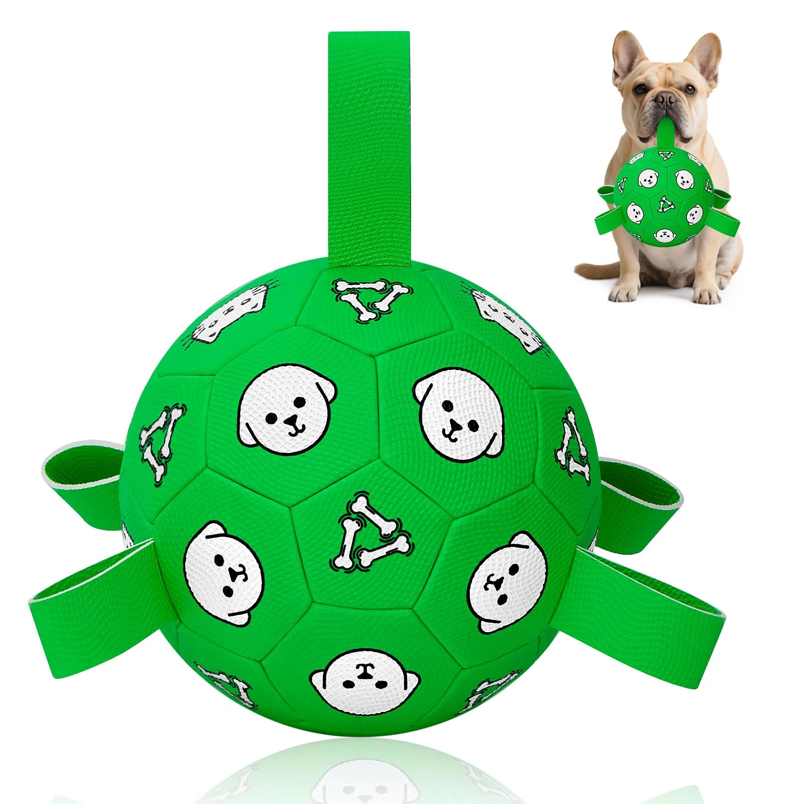 Exclusive WYNTRIUM Dog Soccer Ball with Tabs – 6 Inch Durable Floating Fetch Toy for Small Medium Dogs Natural