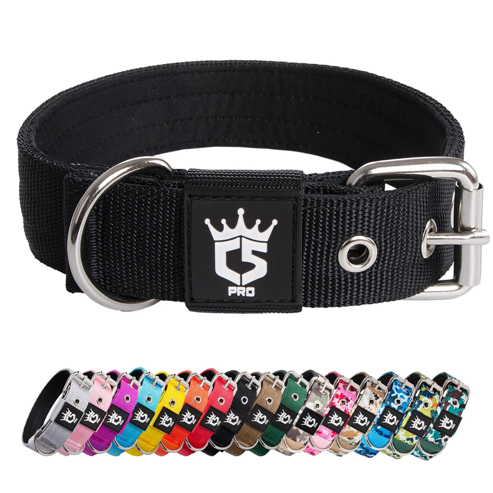 Minimalist TSPRO Tactical Dog Collar 1.25-Inch Wide — Heavy-Duty Adjustable S 12.6-15.8 in Detailed