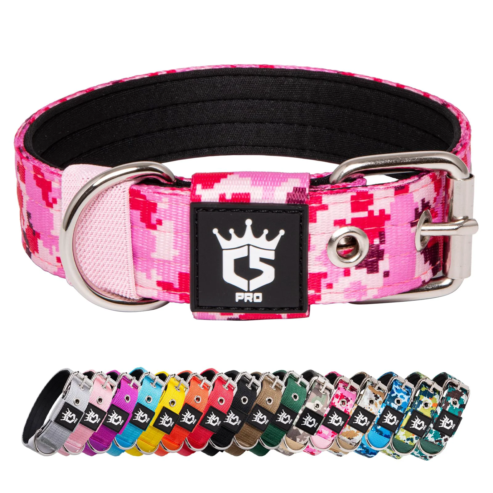 Elegant TSPRO Tactical Dog Collar 1.25 Inch Wide – Heavy Duty Padded Adjustable for Small Dogs Camo Pink Reliable