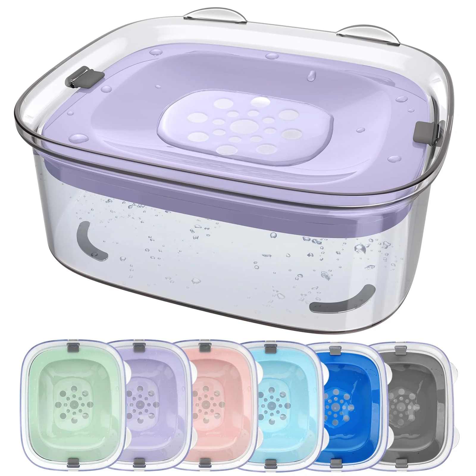 Lightweight AONKEY 3L Dog Water Bowl No Spill – 101oz Large Anti-Splash Slow-Drinking Violet High-Quality