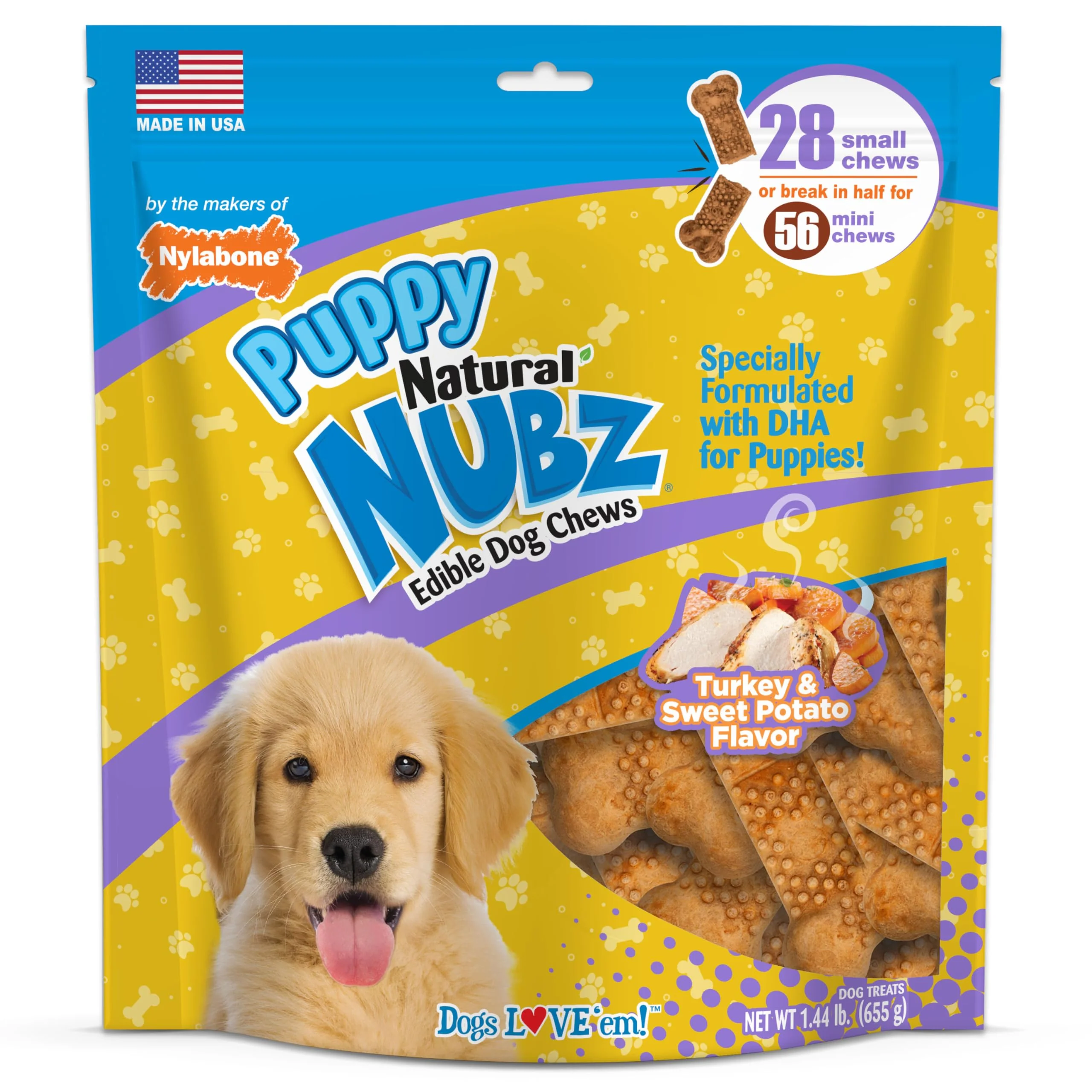Sophisticated Nylabone Nubz Natural Turkey Sweet Potato Puppy Chews – Made in USA 28 Count Effective