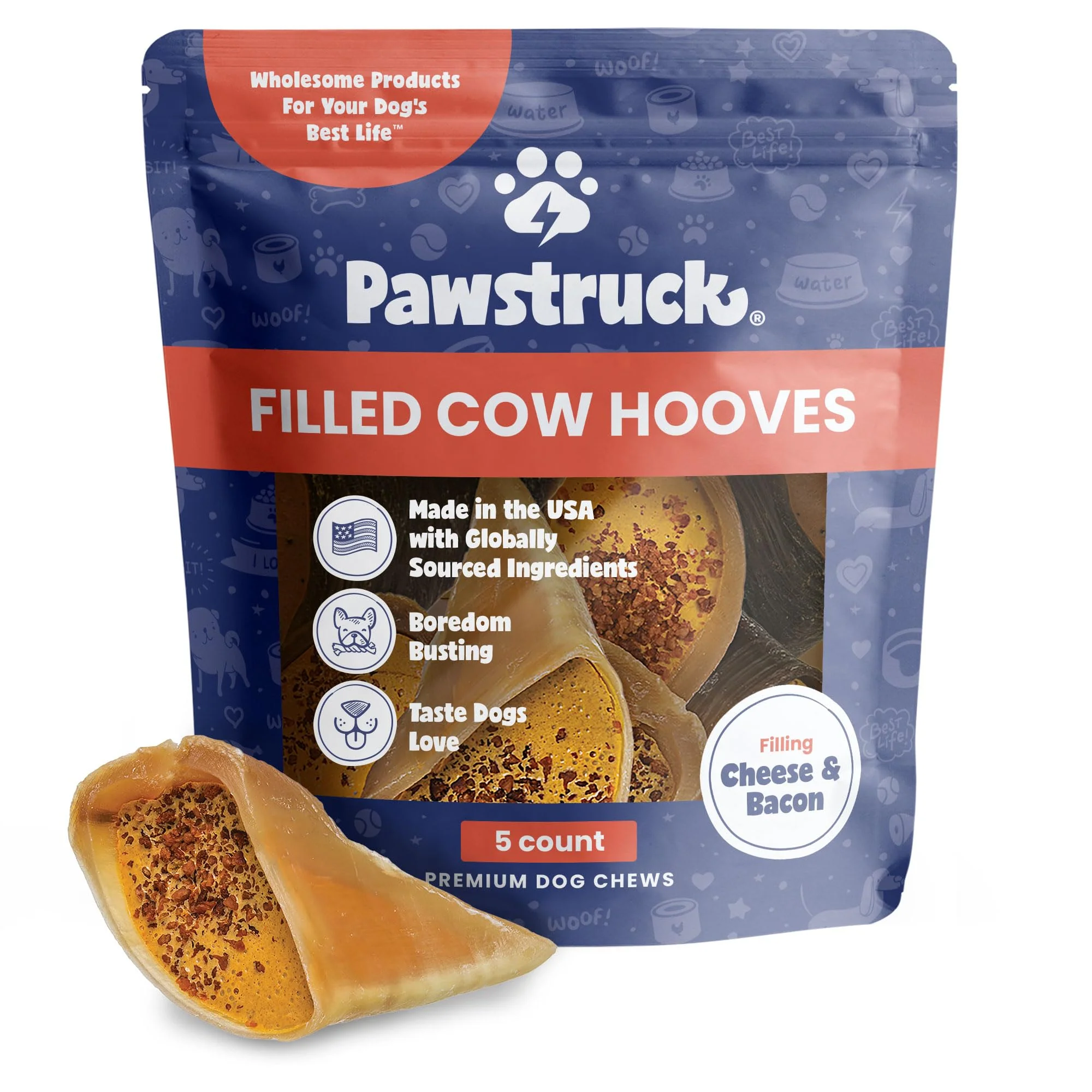 Detailed Pawstruck Cheese Bacon Filled Cow Hooves for Dogs – USA Made Dental Chews Practical