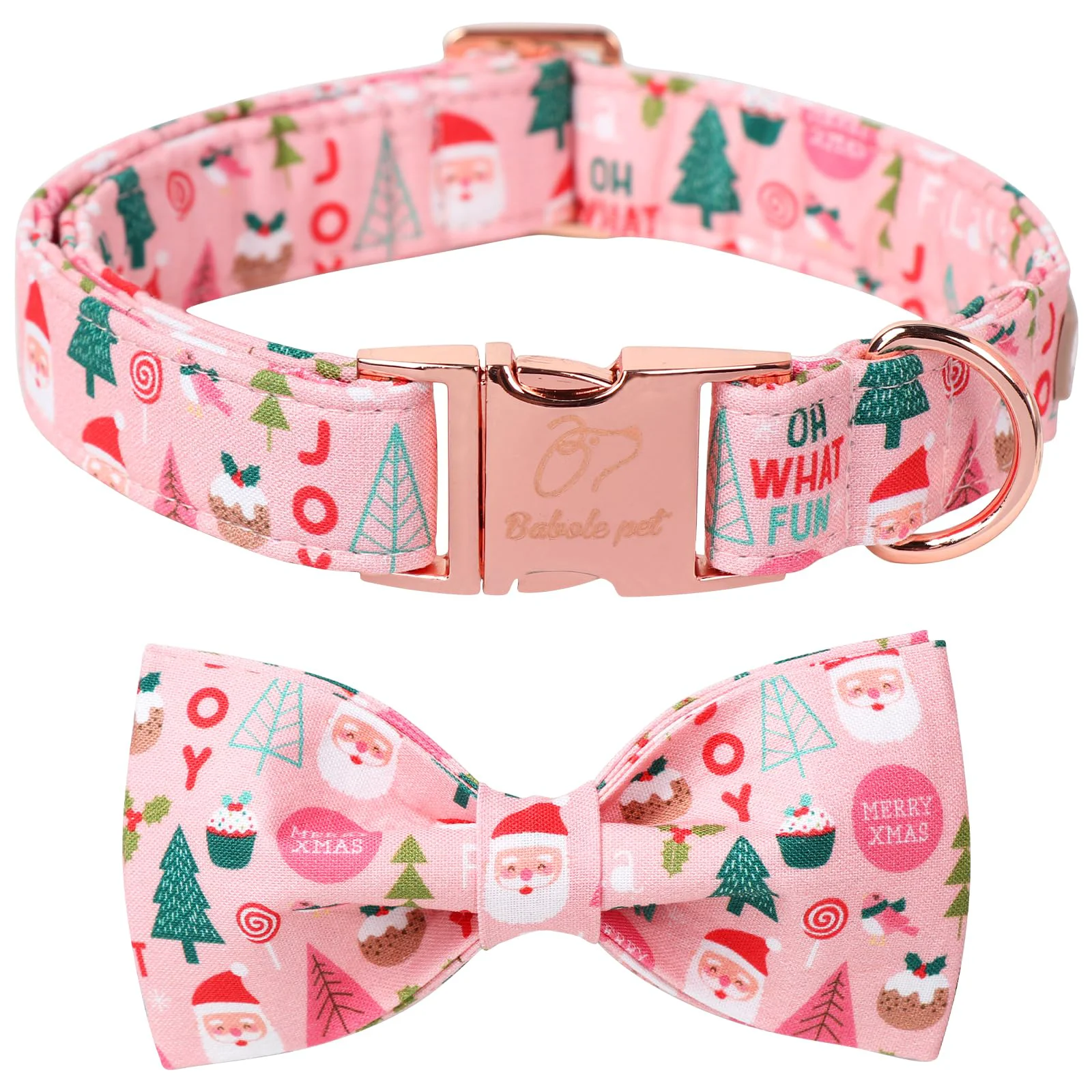 Lightweight Babole Pet Christmas Dog Collar with Bow Tie – Pink Adjustable XL for All Breeds Top-Quality