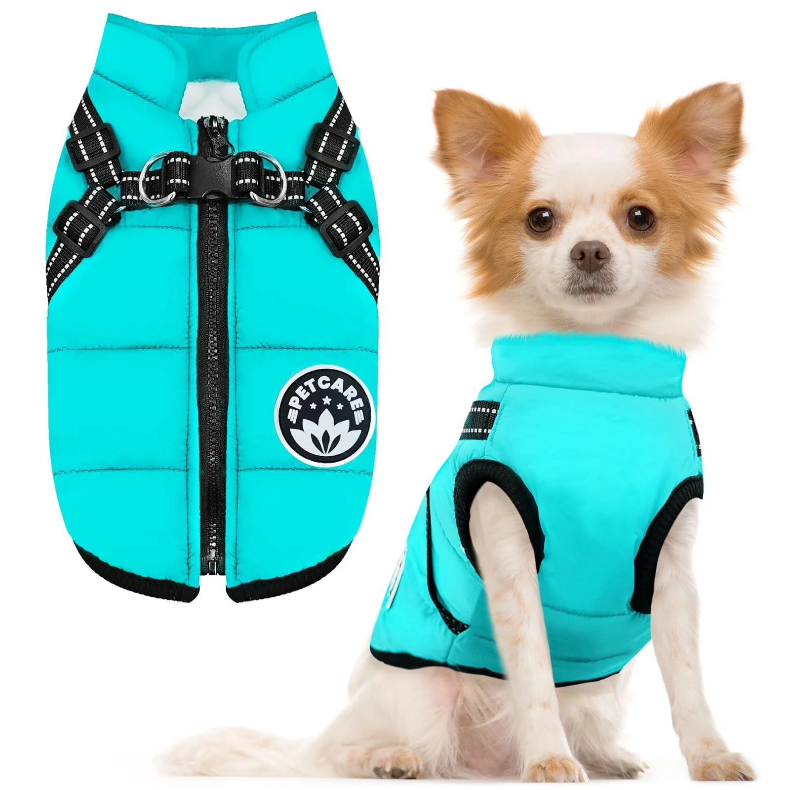 Dependable PETCARE Winter Dog Coat with Built-in Harness — Waterproof Reflective Snow Jacket for Dogs Cats Flexible