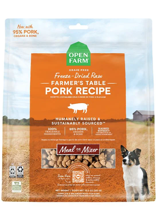 Fine Open Farm ze Dried Raw Dog Food – Humanely Raised Pork Non-GMO Superfoods 3.5 oz High-Performance