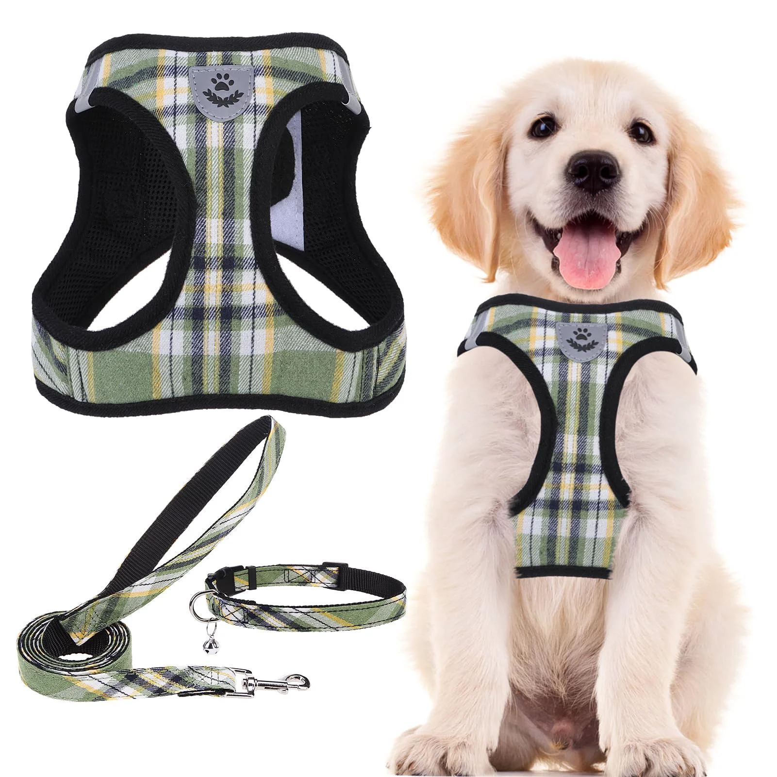 Responsible PUPTECK Adjustable Step-In No-Pull Harness Set for Small to Medium Dogs and Cats Pure