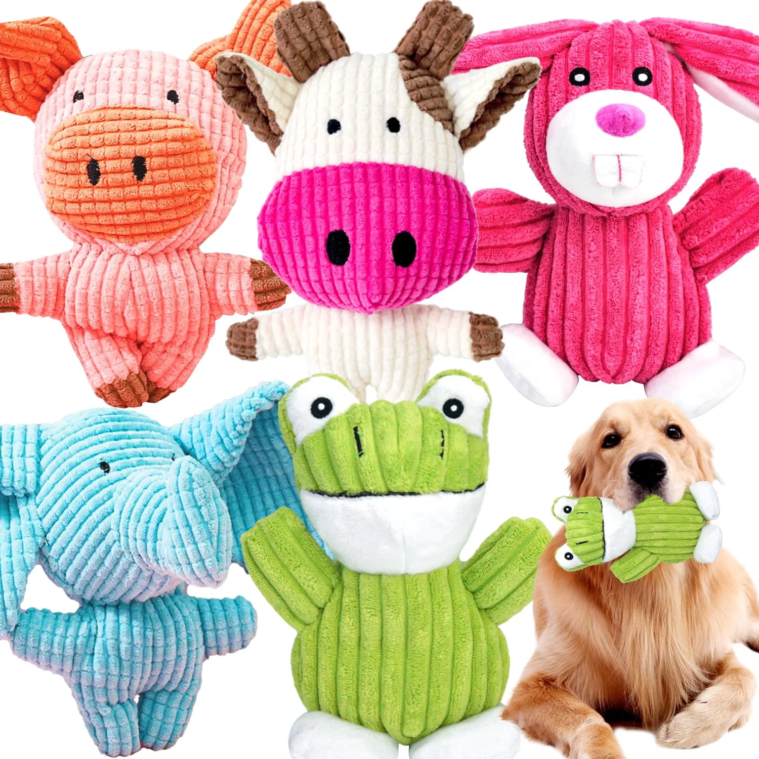 Exceptional MRSOHRET 5 Pack Squeaky Dog Toys – Durable Plush Toys for Small Medium and Large Dogs Original
