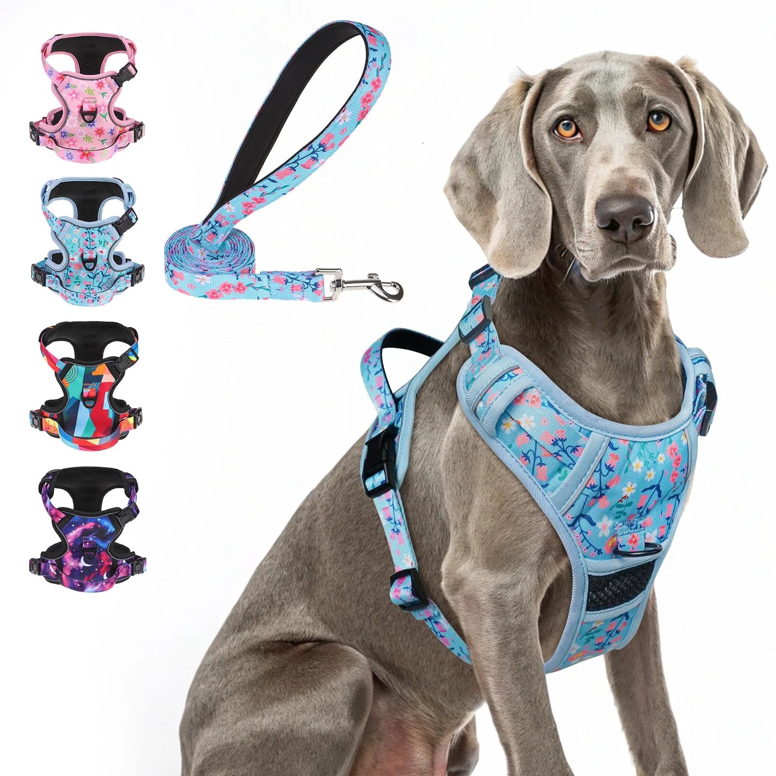 Efficient BEAUTYZOO No Pull Harness XL Blue — Adjustable 3 Buckles Control Handle Exclusive