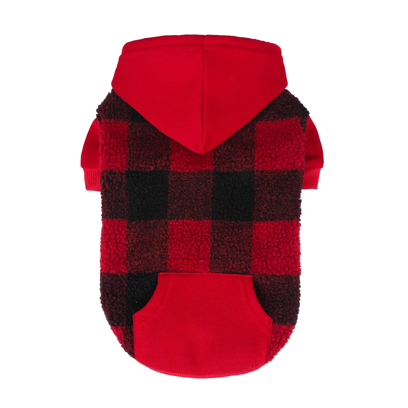 Durable PUPTECK Dog Hoodie – Warm Red Winter Coat for Dogs S M Original Design