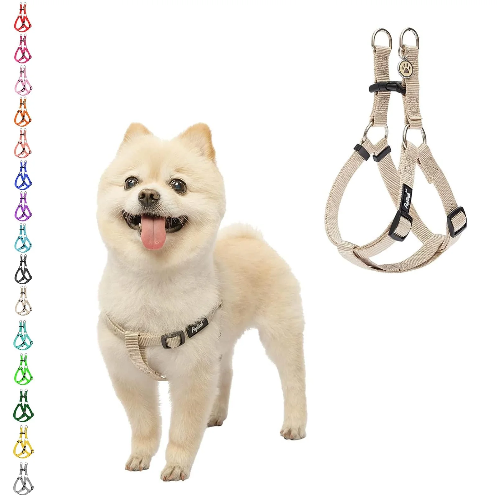 Trendy PUPTECK No Pull Dog Harness – Soft Adjustable Nylon Step-In Vest Cream Specialty
