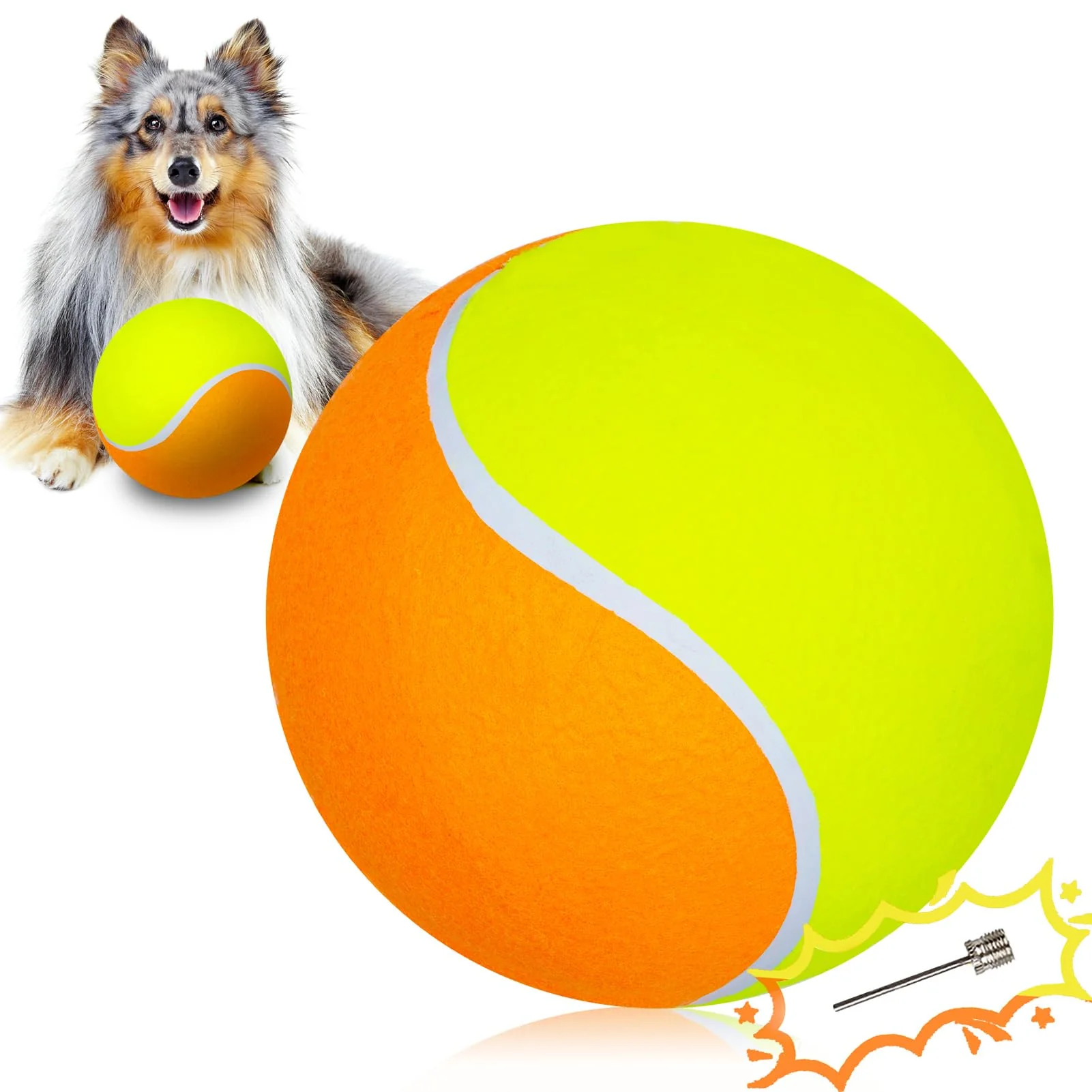 Optimized Banfeng Big Tennis Ball for Dogs – Giant 9.5 Inch Yellow-Orange Outdoor Dog Toy Trendy