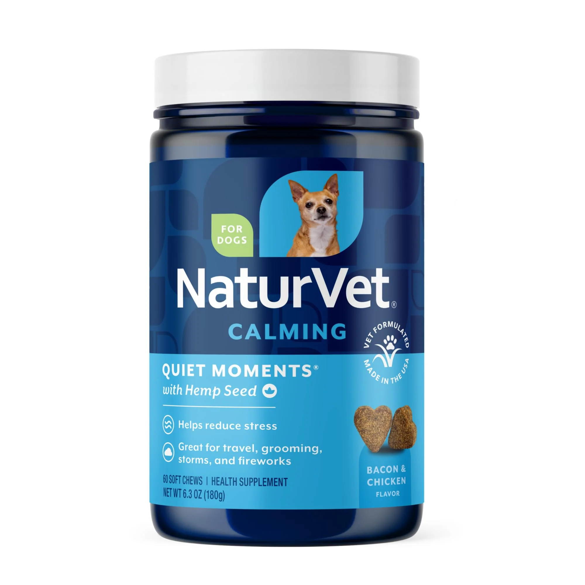 Consistent NaturVet Quiet Moments Hemp Calming Soft Chews for Dogs – 60 Count