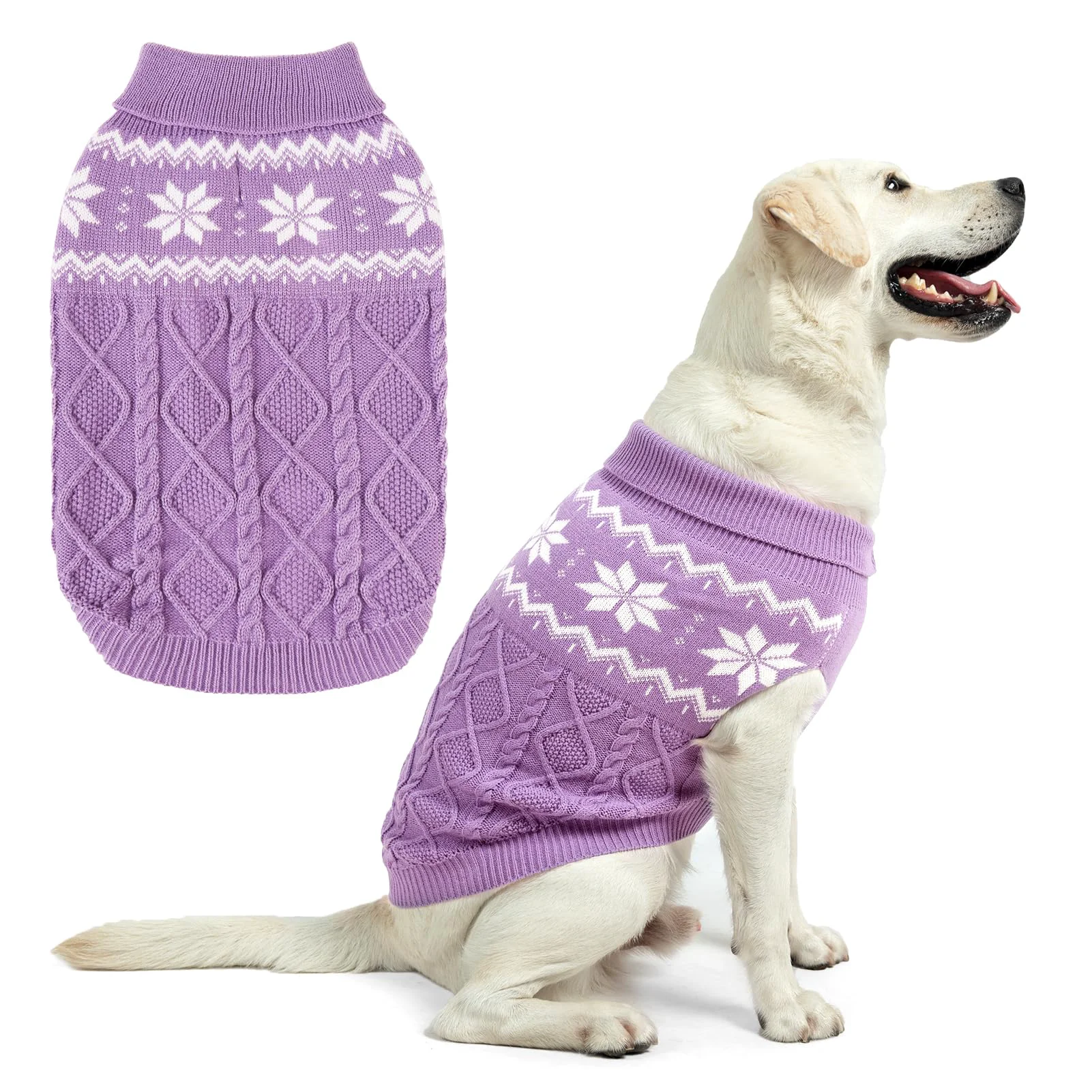 Elite SCIROKKO Warm Winter Dog Sweater - Purple Knit for Small to Large Dogs M Relaxed