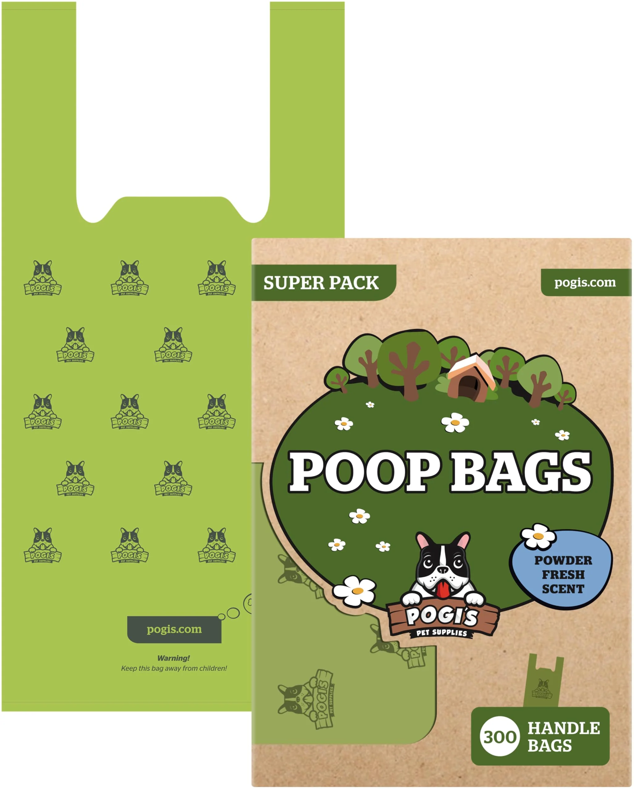 Certified Pogi s Dog Poop Bags with Handles – Extra-Thick Leak-Proof 300-Count Fresh Scent Premium Material