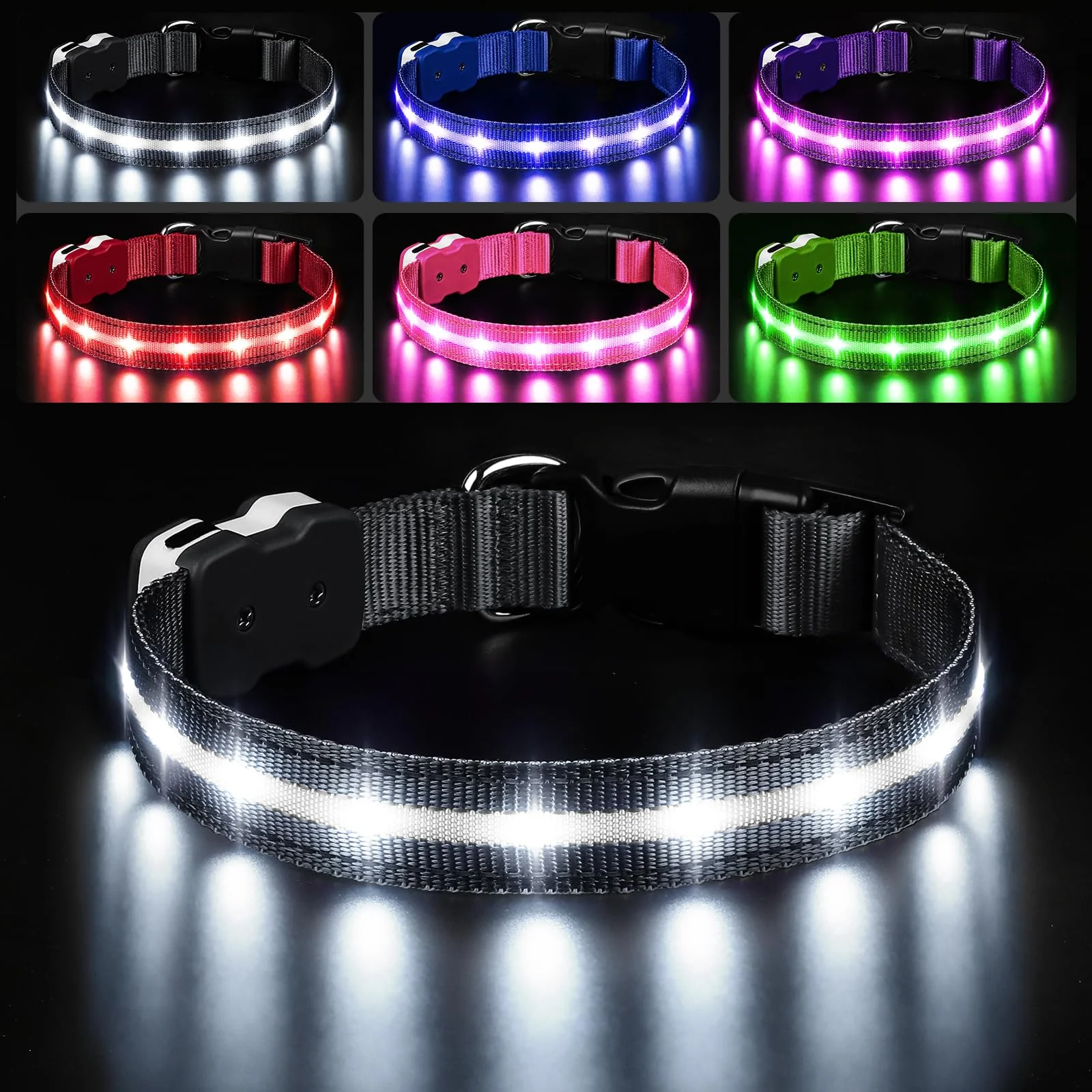 Stylish PcEoTllar Light Up Dog Collar - Rechargeable LED Waterproof Night Walking Elegant