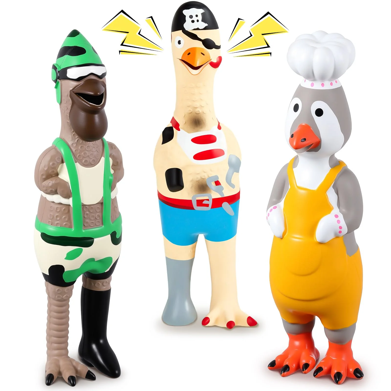 Next-Generation Silipull 3 Pcs Rubber Chicken Squeaky Dog Toys – Interactive Latex Chickens for Small to Medium Dogs Premium Material