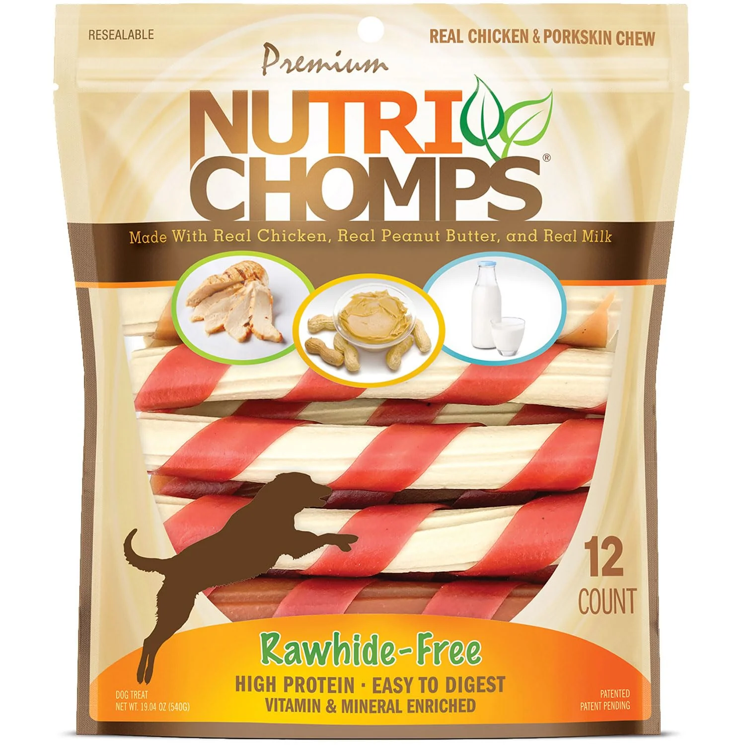 Expertly Made NutriChomps Dog Chews – 6-Inch Twists Rawhide- Chicken Milk Flavors 12 Count Easy-to-Use