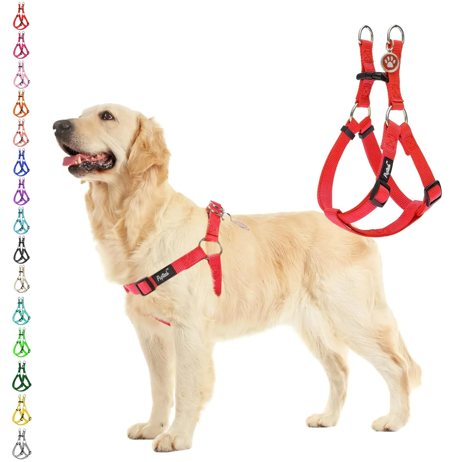 Reliable PUPTECK No-Pull Dog Harness - Soft Nylon Step-In Vest with ID Tag Red Quality
