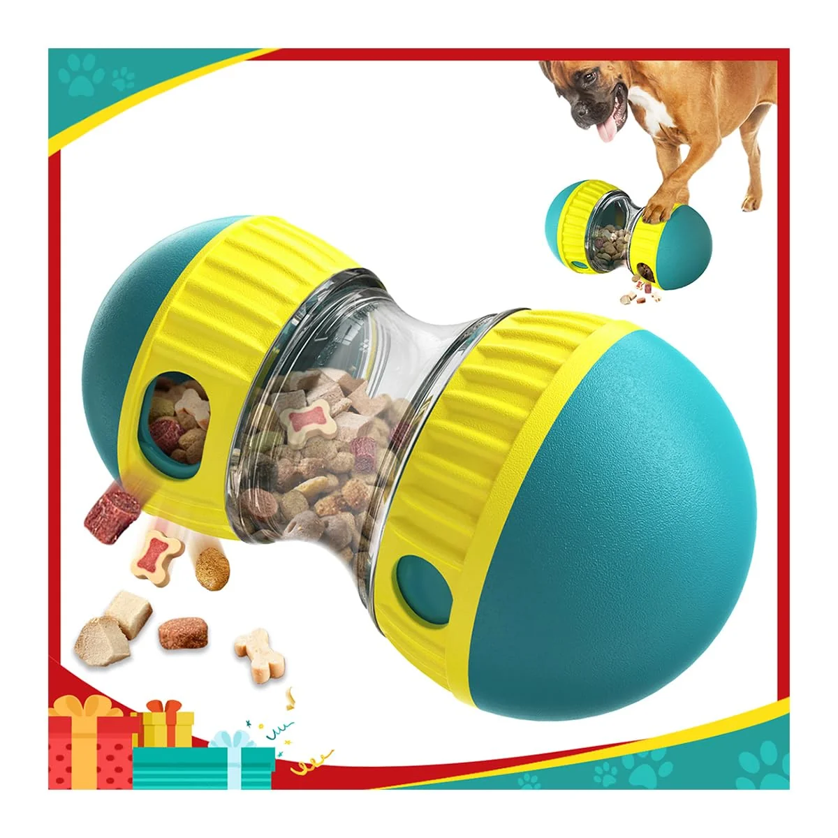Fast Mankoda Dog Puzzle Toys Rolling Treat Dispensing Ball for Brain Stimulation Slow Feeder Green High-Grade